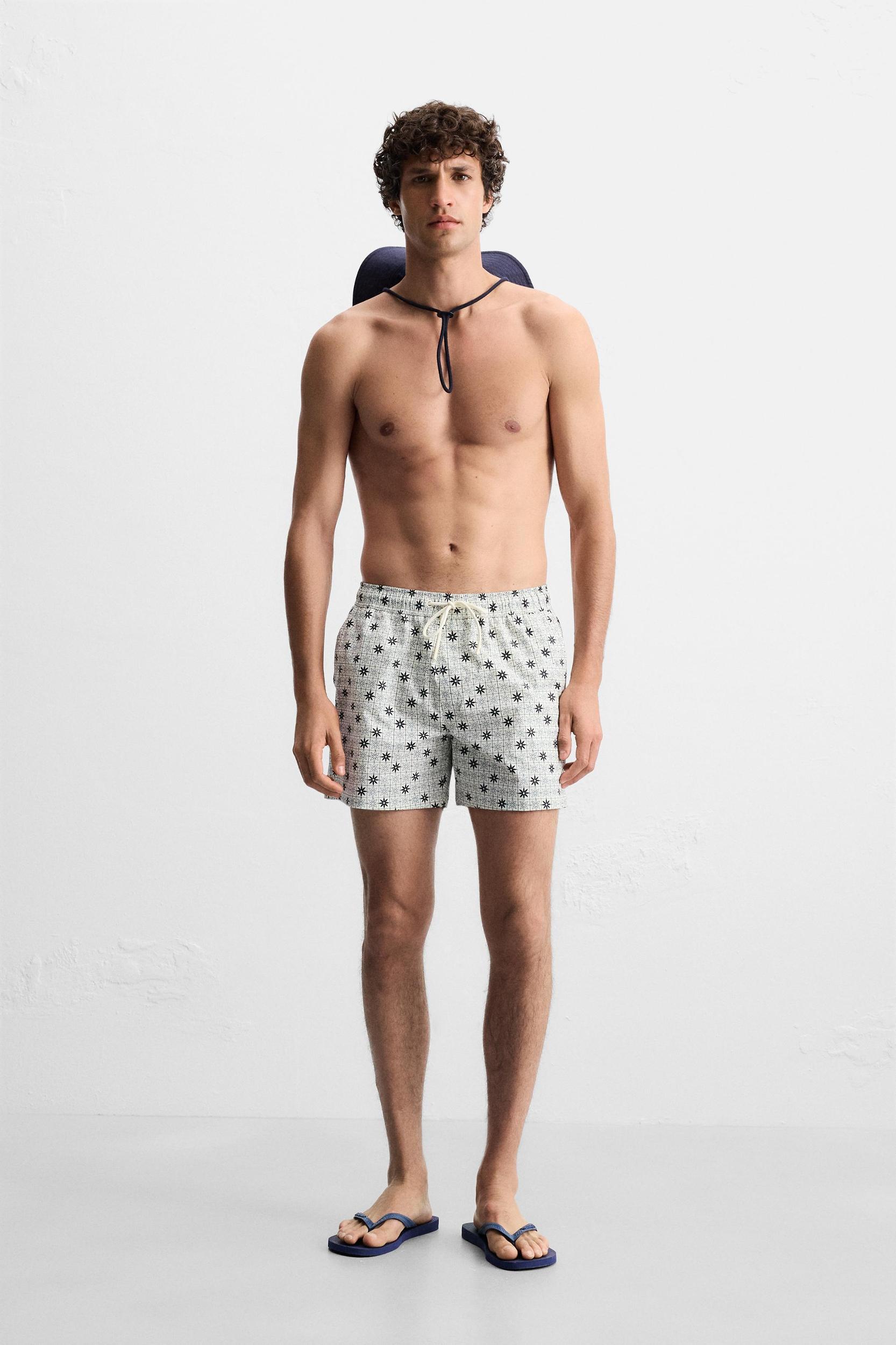 GEOMETRIC PRINT MID-LENGTH SWIMSUIT Product Image