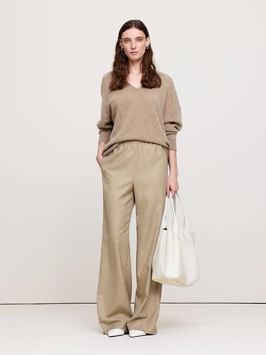 Pull-On Wide-Leg Drapey Twill Pant Product Image