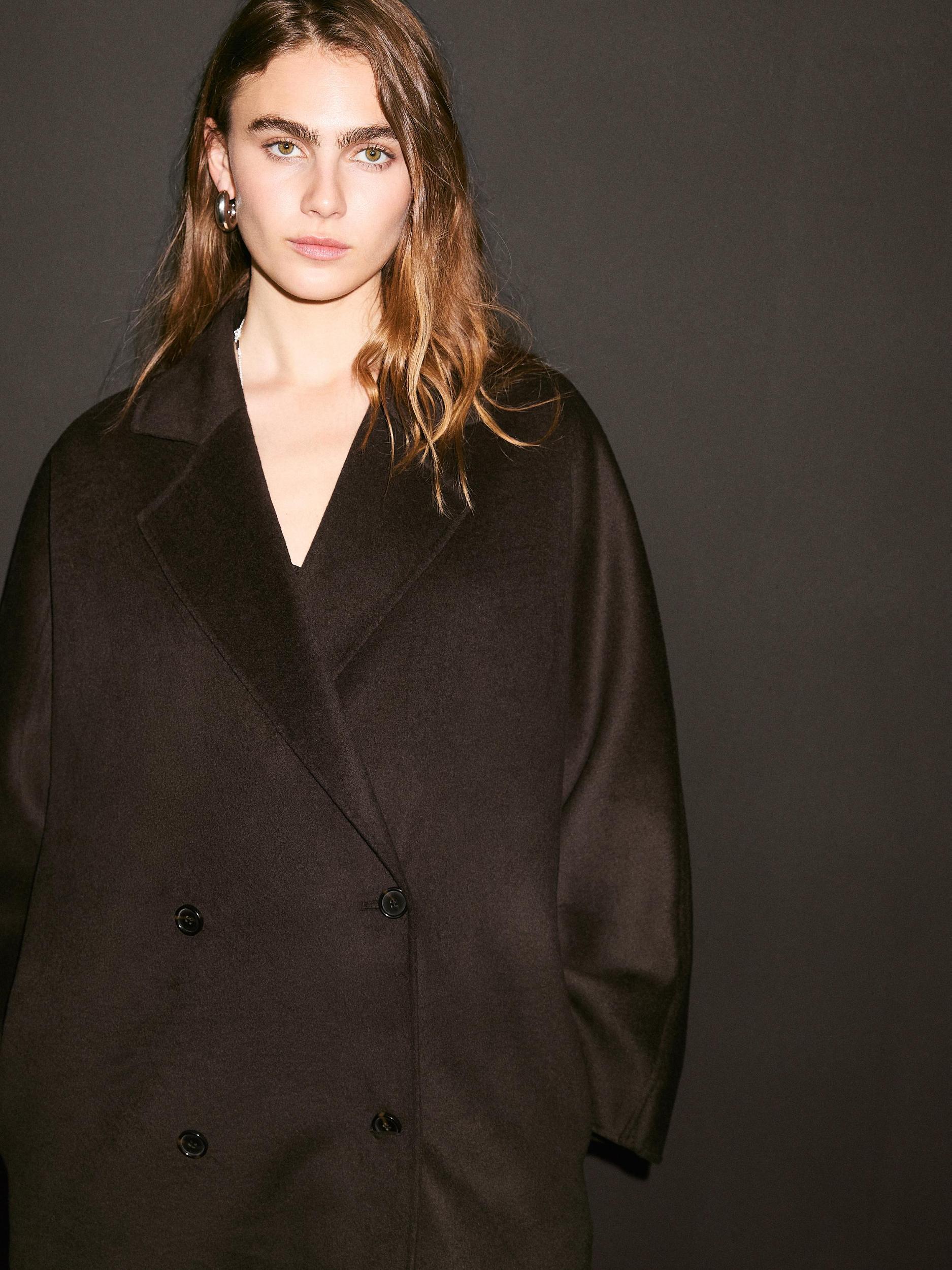 Long double-breasted wool blend coat Product Image
