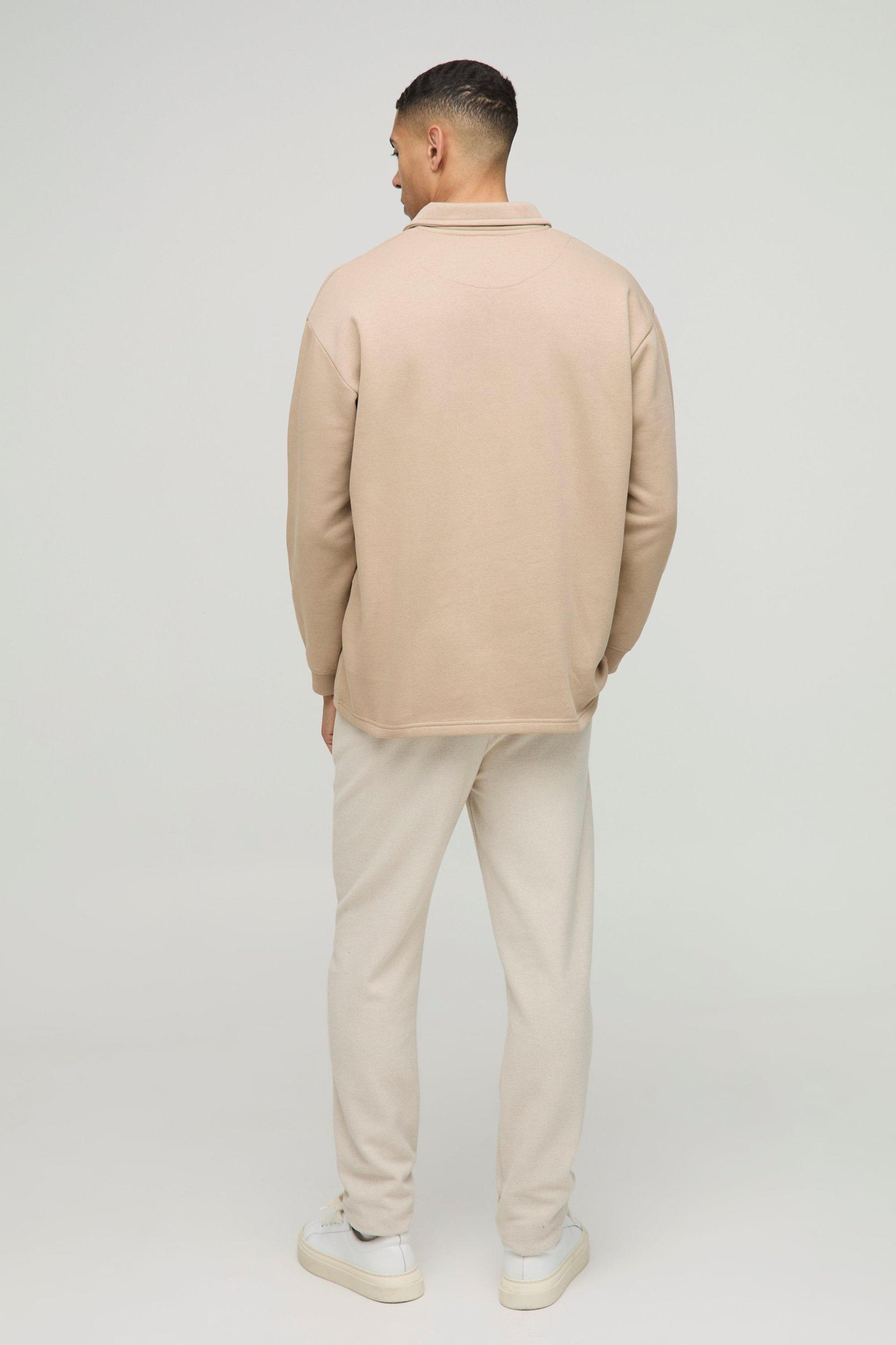 Oversized Revere Polo Sweatshirt | boohooMAN USA Product Image