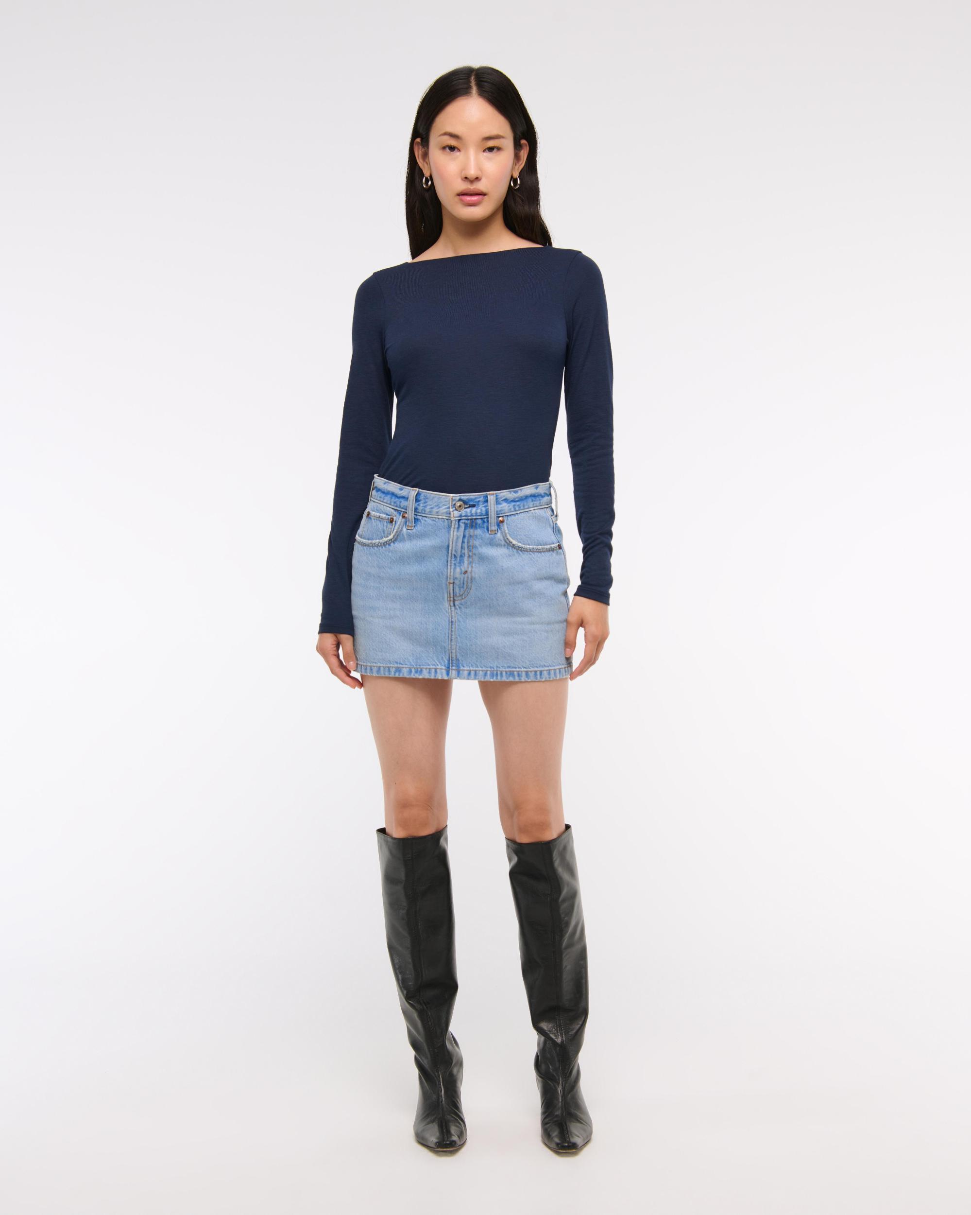 Denim Studded Mini Skirt Product Image