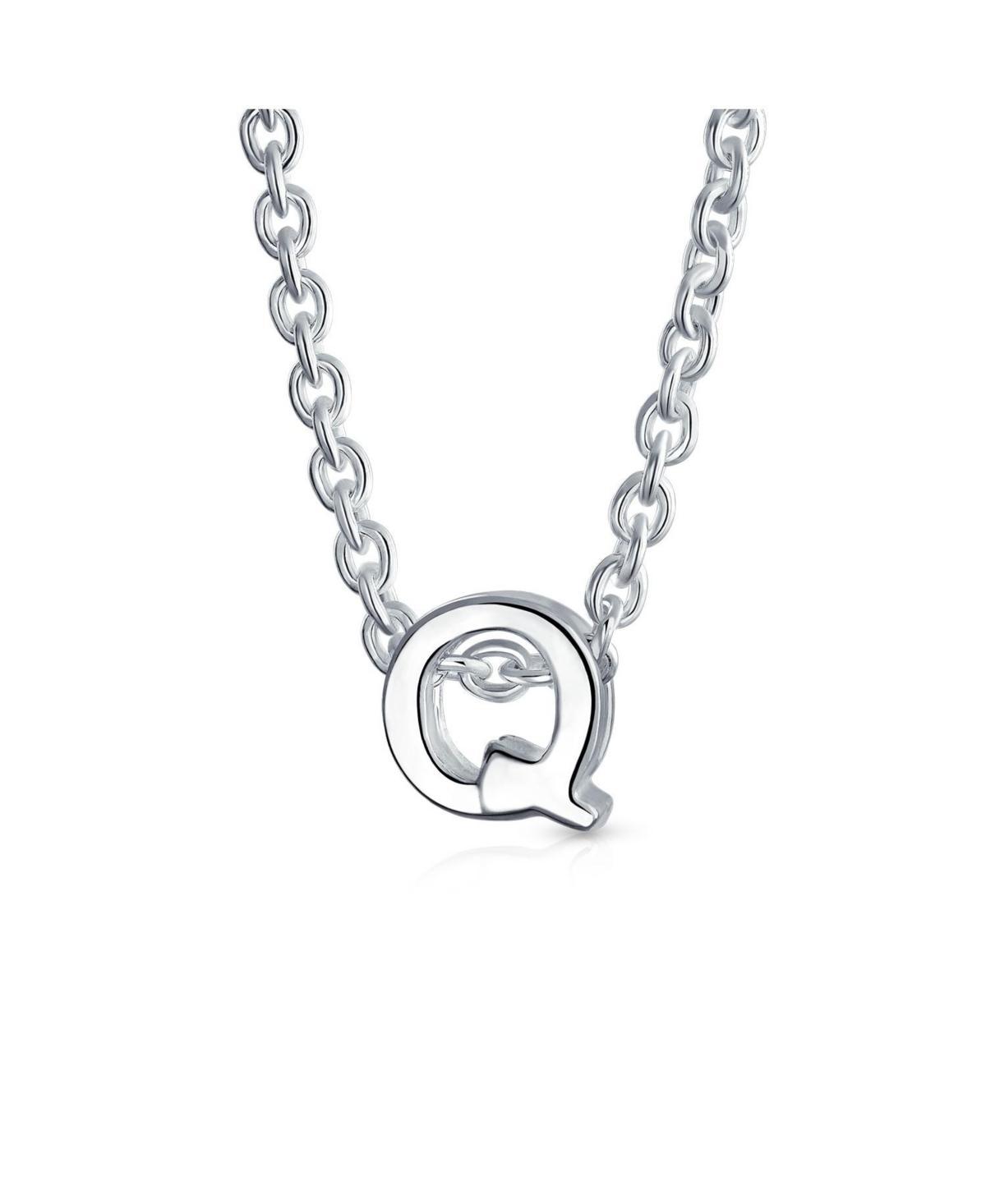 Bling Jewelry Tiny Block Letters Alphabet Pendant 925 Sterling Silver Initial Necklace For Women Product Image