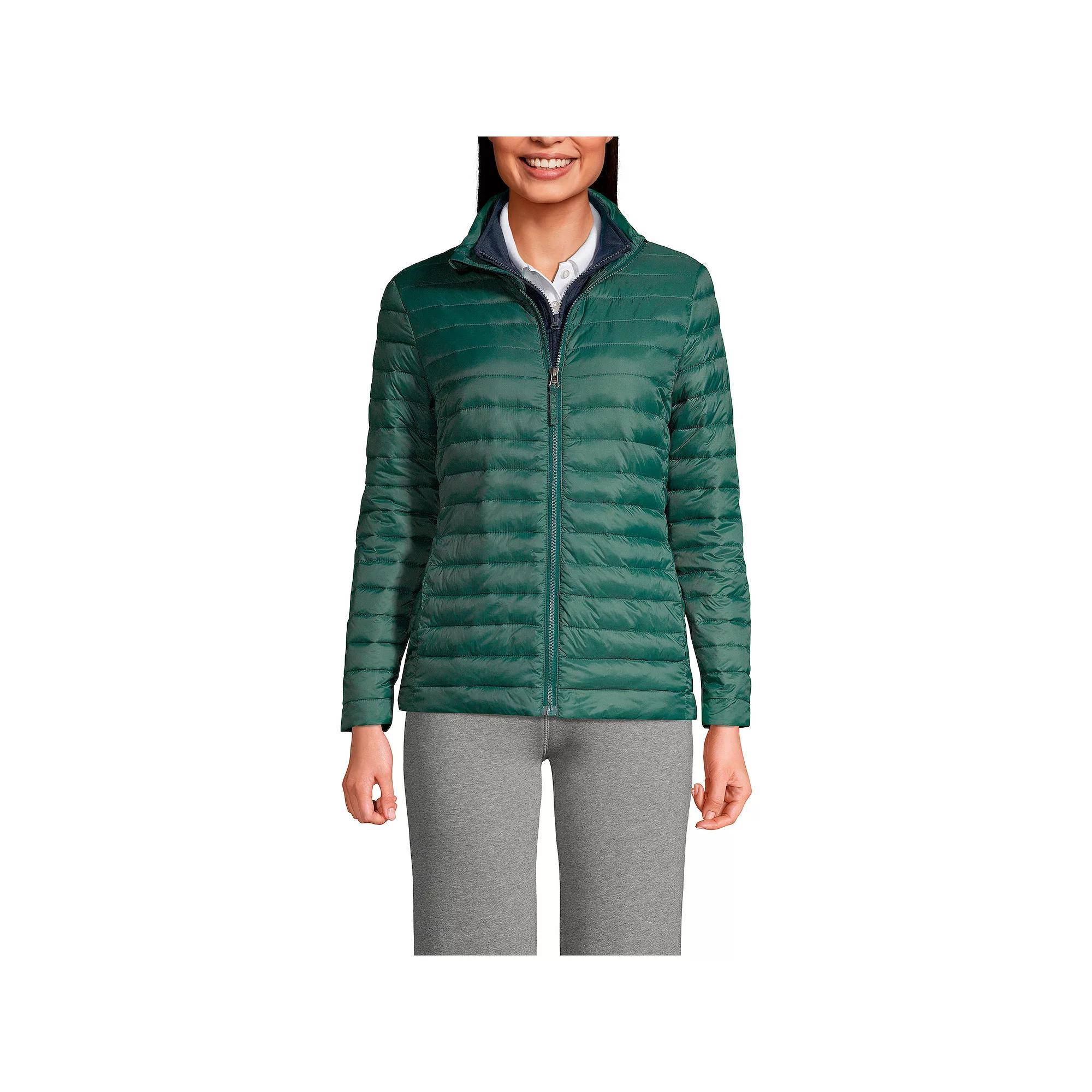 Women's Lands' End School Uniform ThermoPlume Jacket, Size: Small, Green Product Image