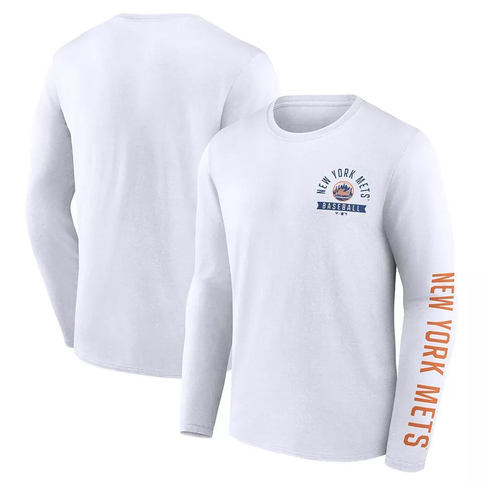 Men's Fanatics Branded White New York Mets Pressbox Long Sleeve T-Shirt, Size: 5XL Product Image