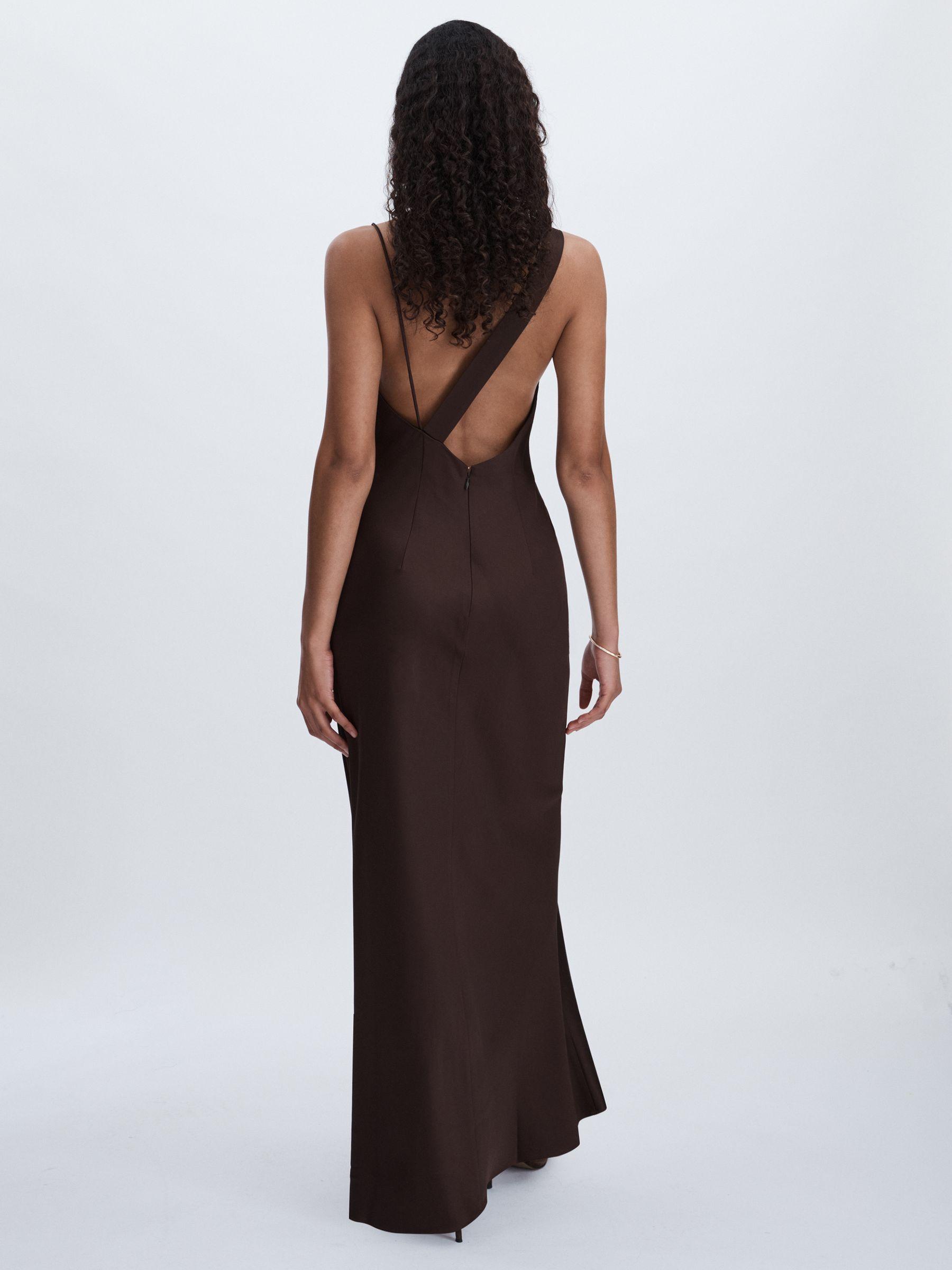 Significant Other Asymmetric Draped Maxi Dress in Chocolate Product Image