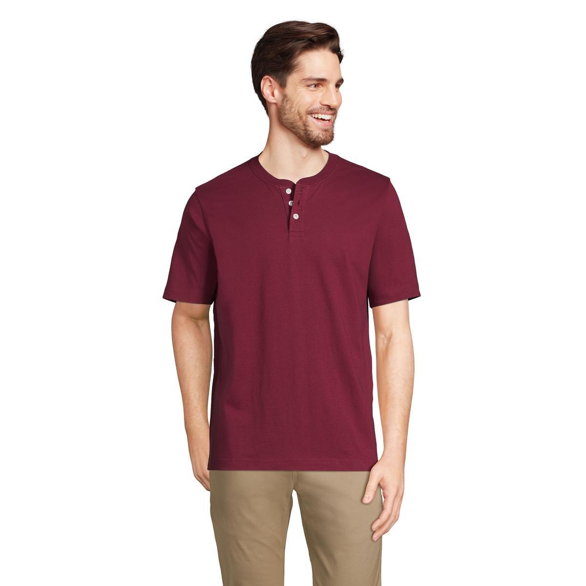 Men's Lands' End Classic-Fit Super-T Henley, Size: Medium, Gray Grey Product Image
