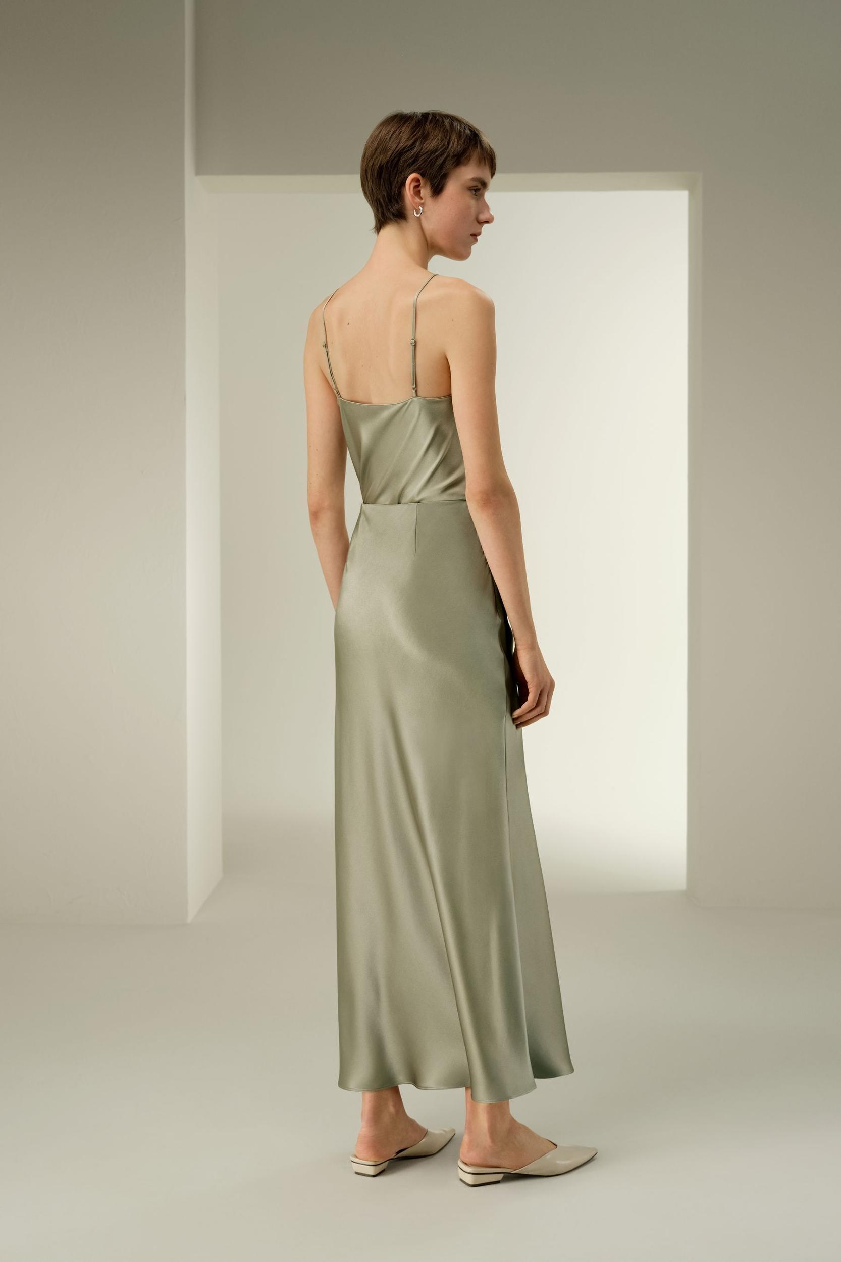 Double-Faced Silk Charmeuse Maxi Skirt Product Image