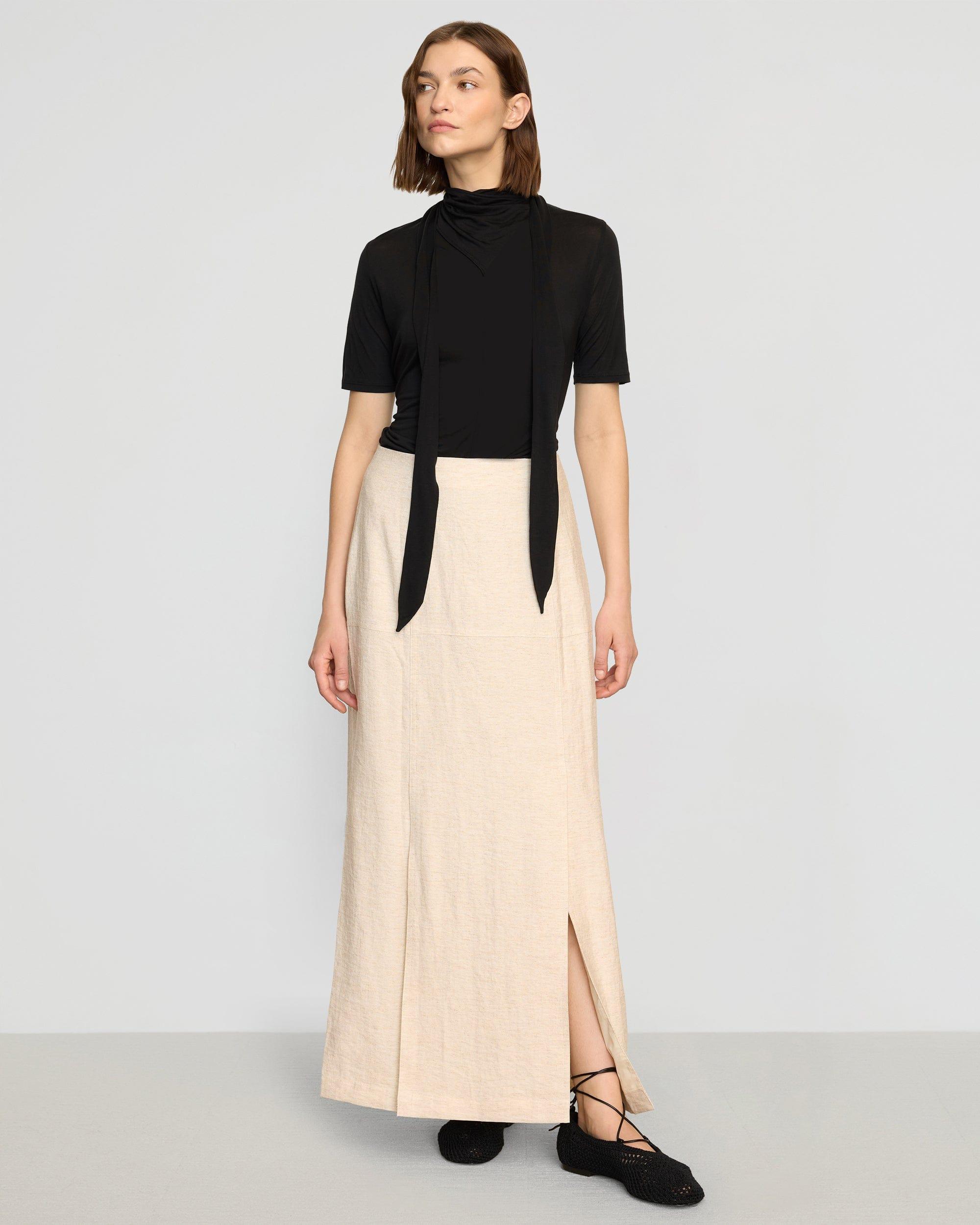 Ranni Front-Vent Linen-Blend Skirt Product Image