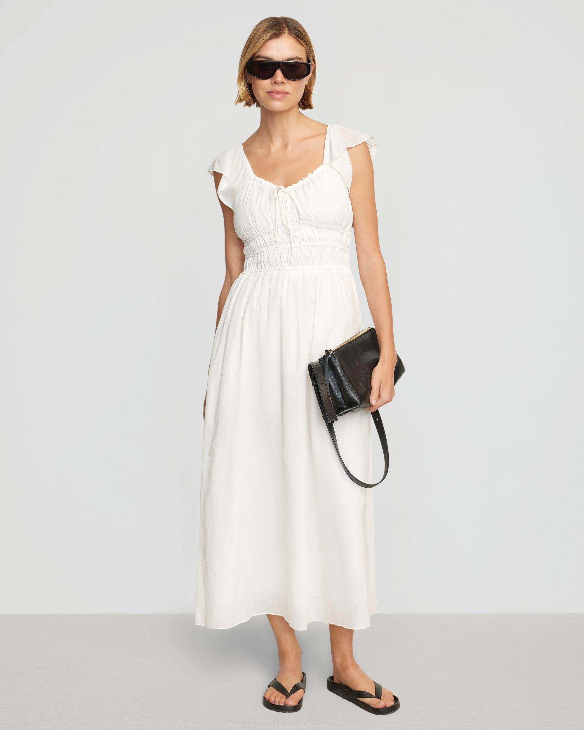 Mirae Shirred Flutter-Sleeve Dress Product Image