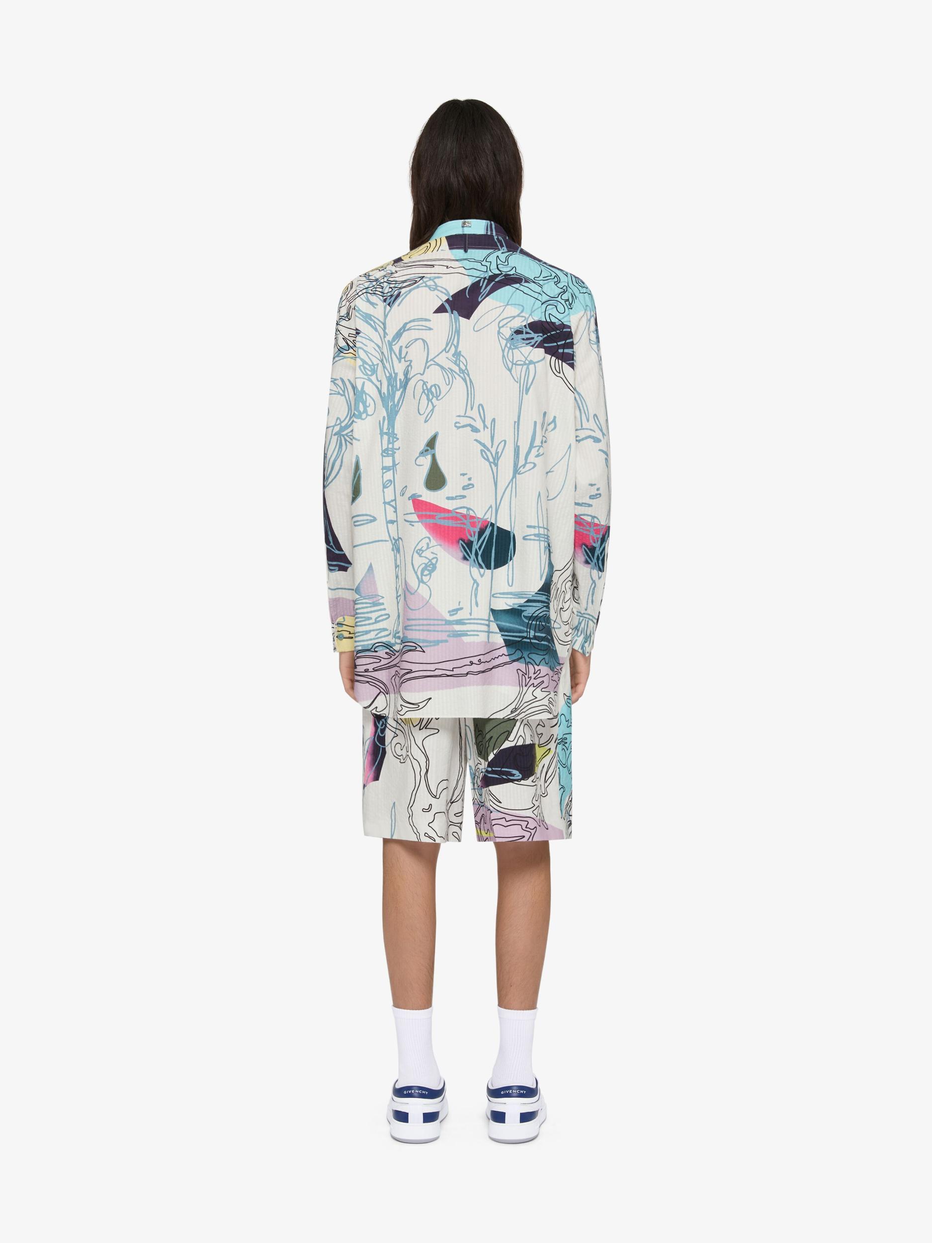 Printed bermuda shorts in seersucker cotton Product Image
