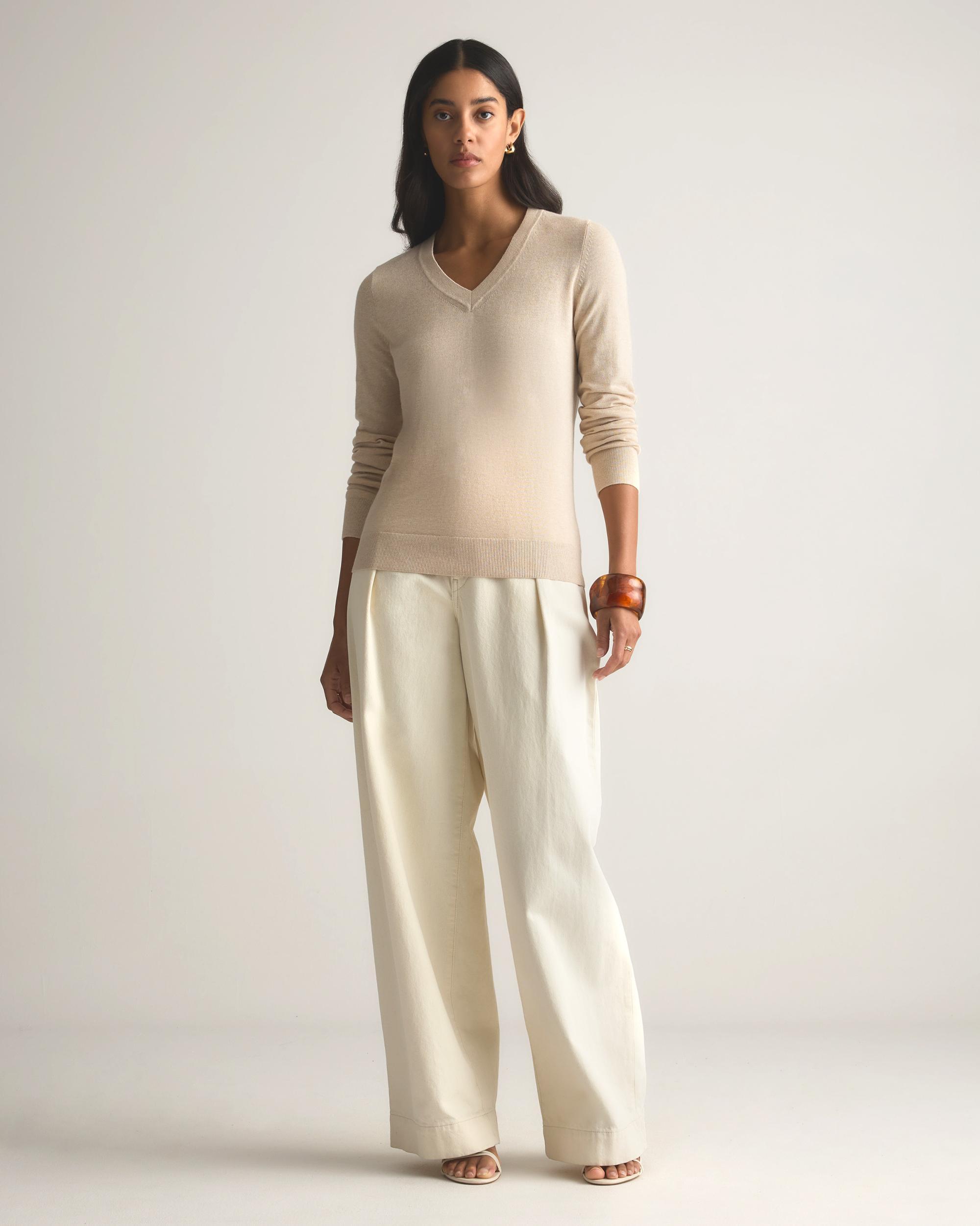 Quince | Women's Lightweight Cotton Cashmere V-Neck Sweater Organic Cotton Product Image