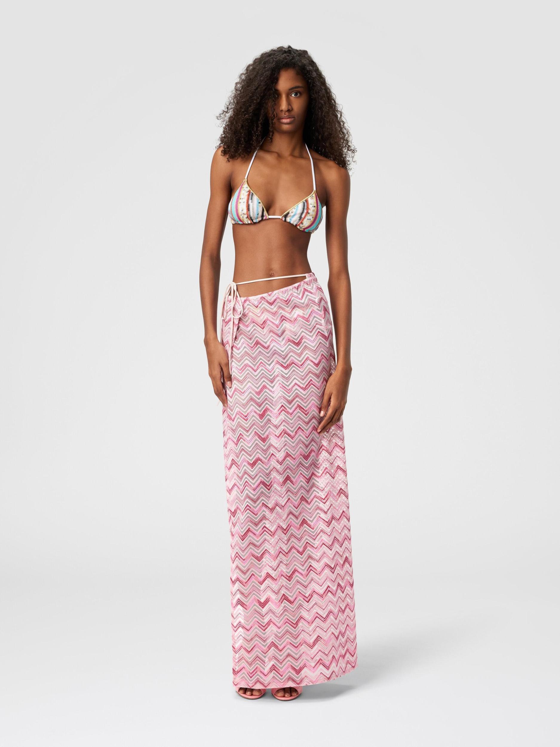 Long skirt in viscose-blend tulle with slub zigzag Product Image