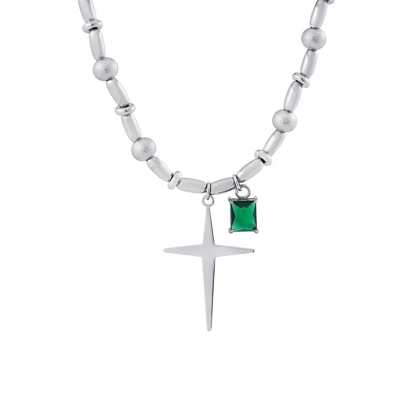 Star Rhinestone Pendant Beaded Necklace Product Image