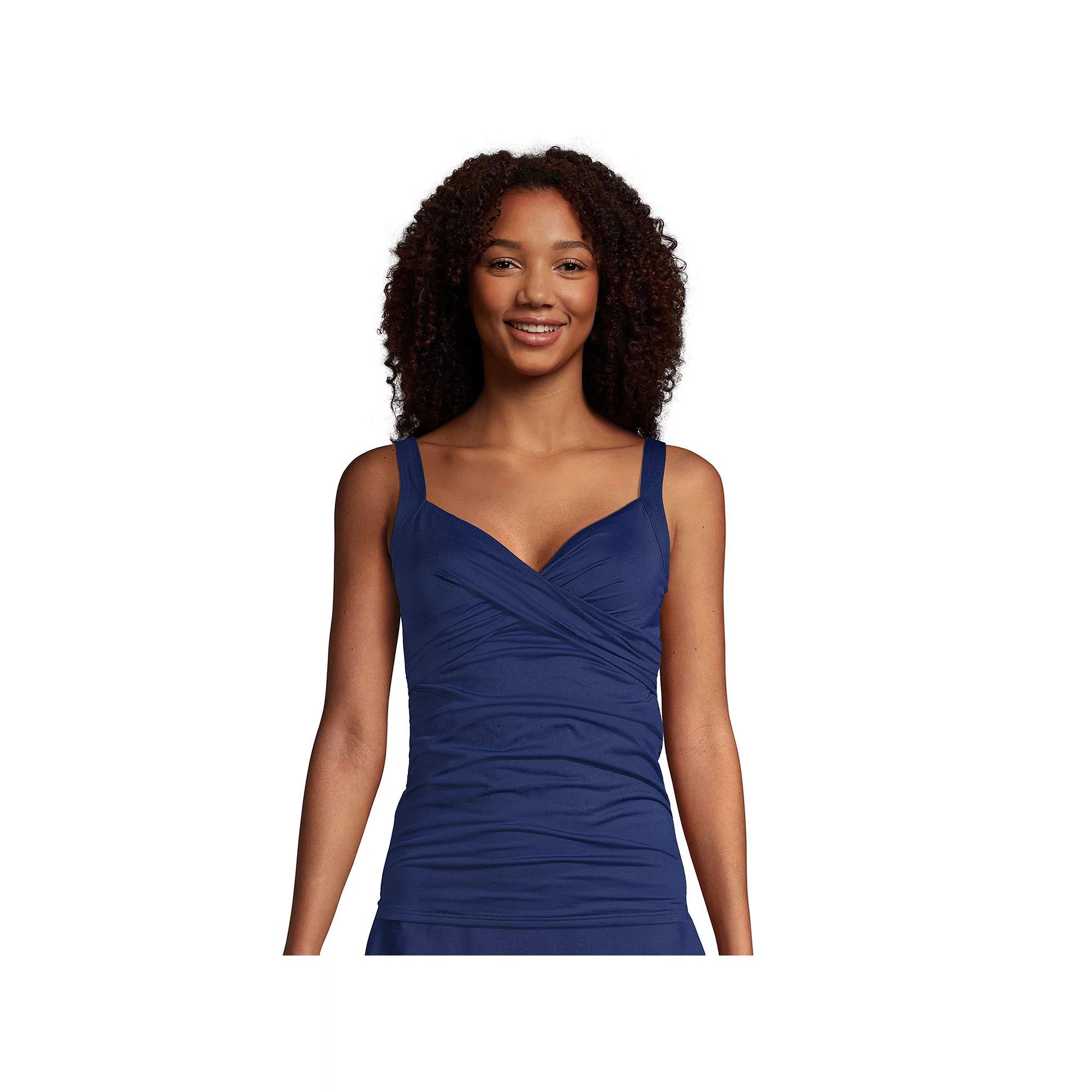 Women's Lands' End Underwire Surplice DD-Cup Tankini Swimsuit Top, Size: 6Dd, Deep  Blue Product Image