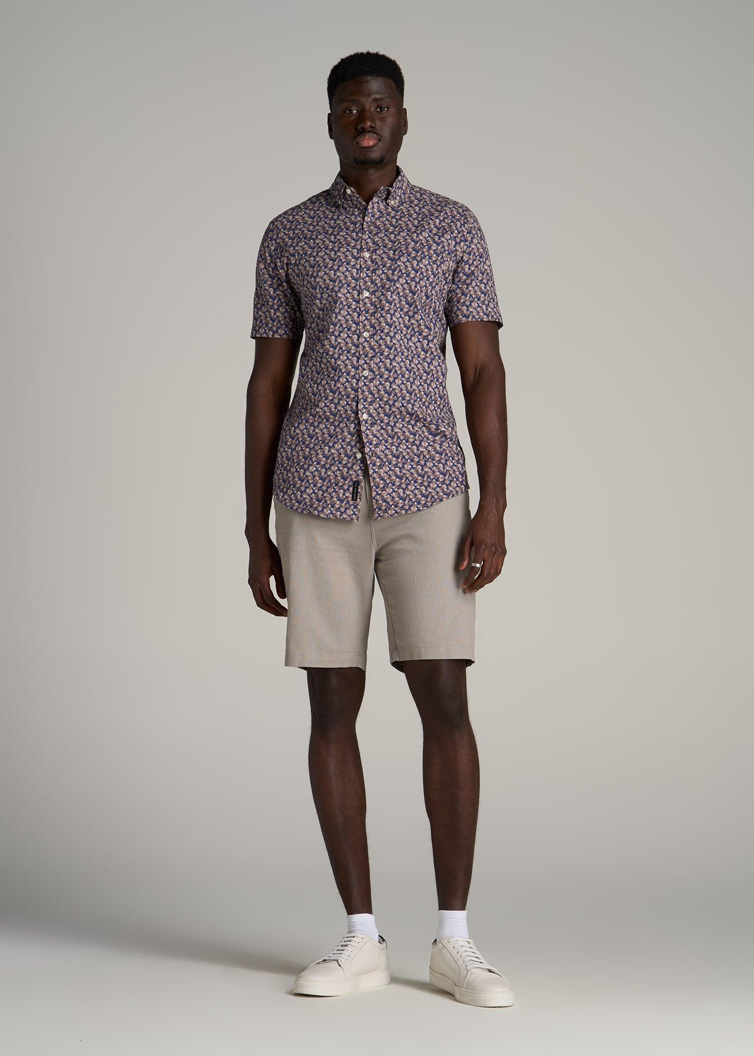 Linen Shorts For Tall Men in Driftwood Brown Product Image