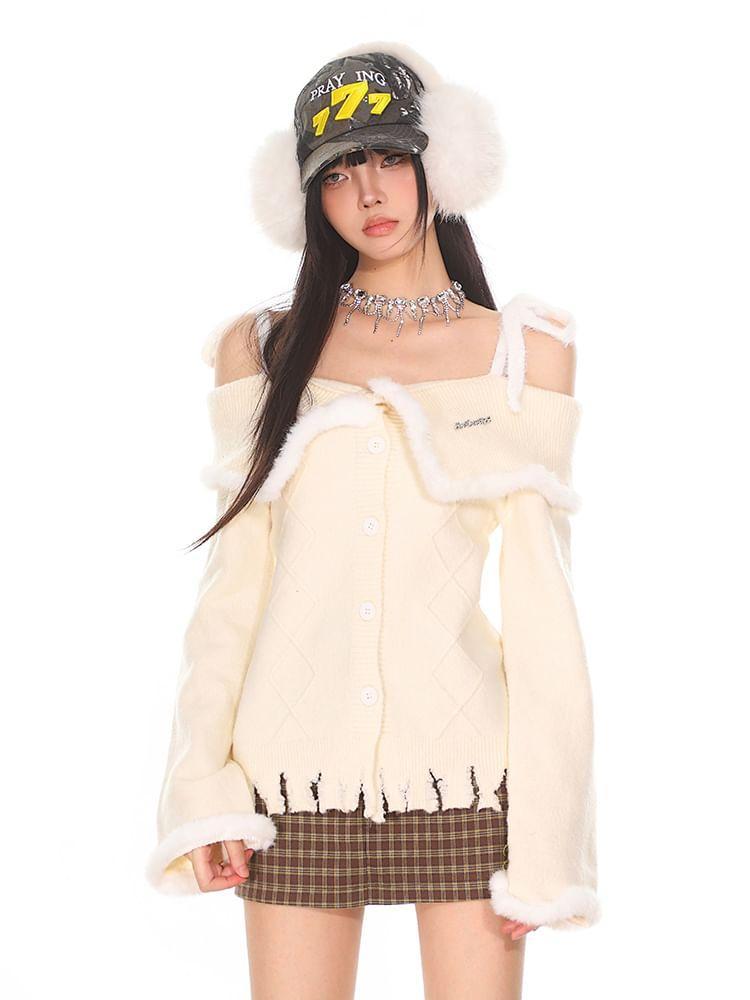 Distressed Cold-Shoulder Sweater Product Image