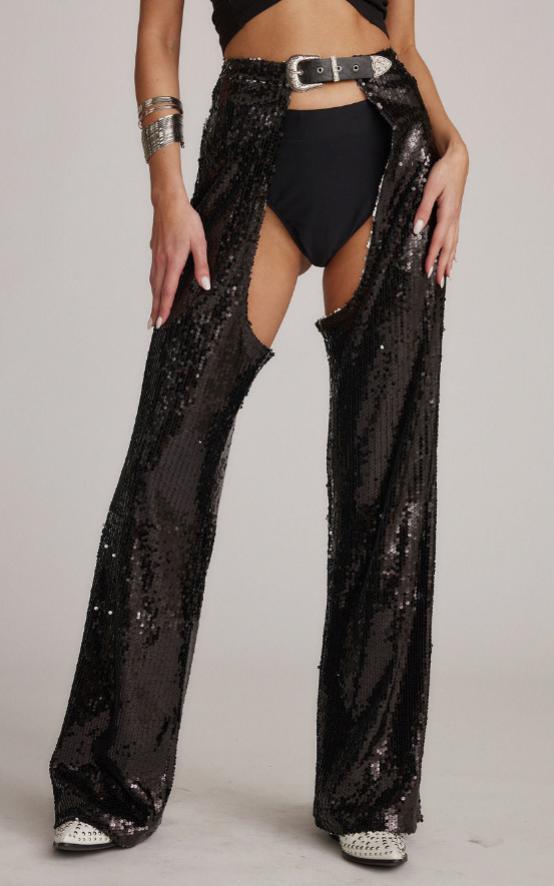 Hartley Black Sequin Chaps Product Image