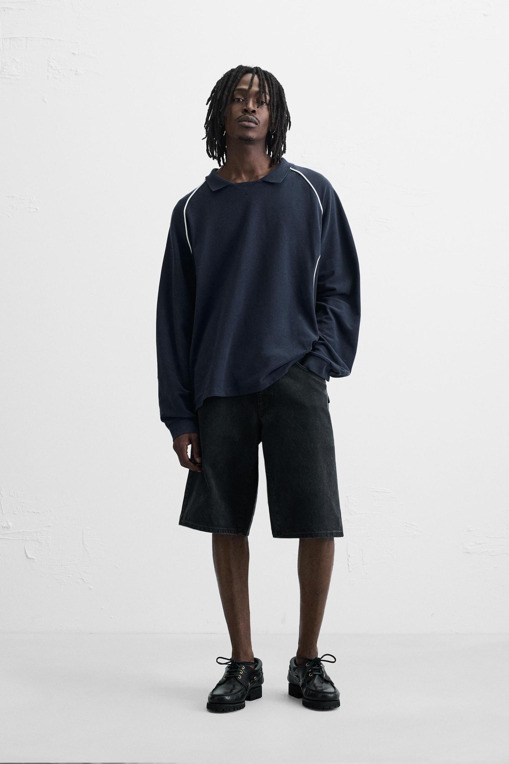 CONTRAST PIQUÉ POLO SWEATSHIRT Product Image