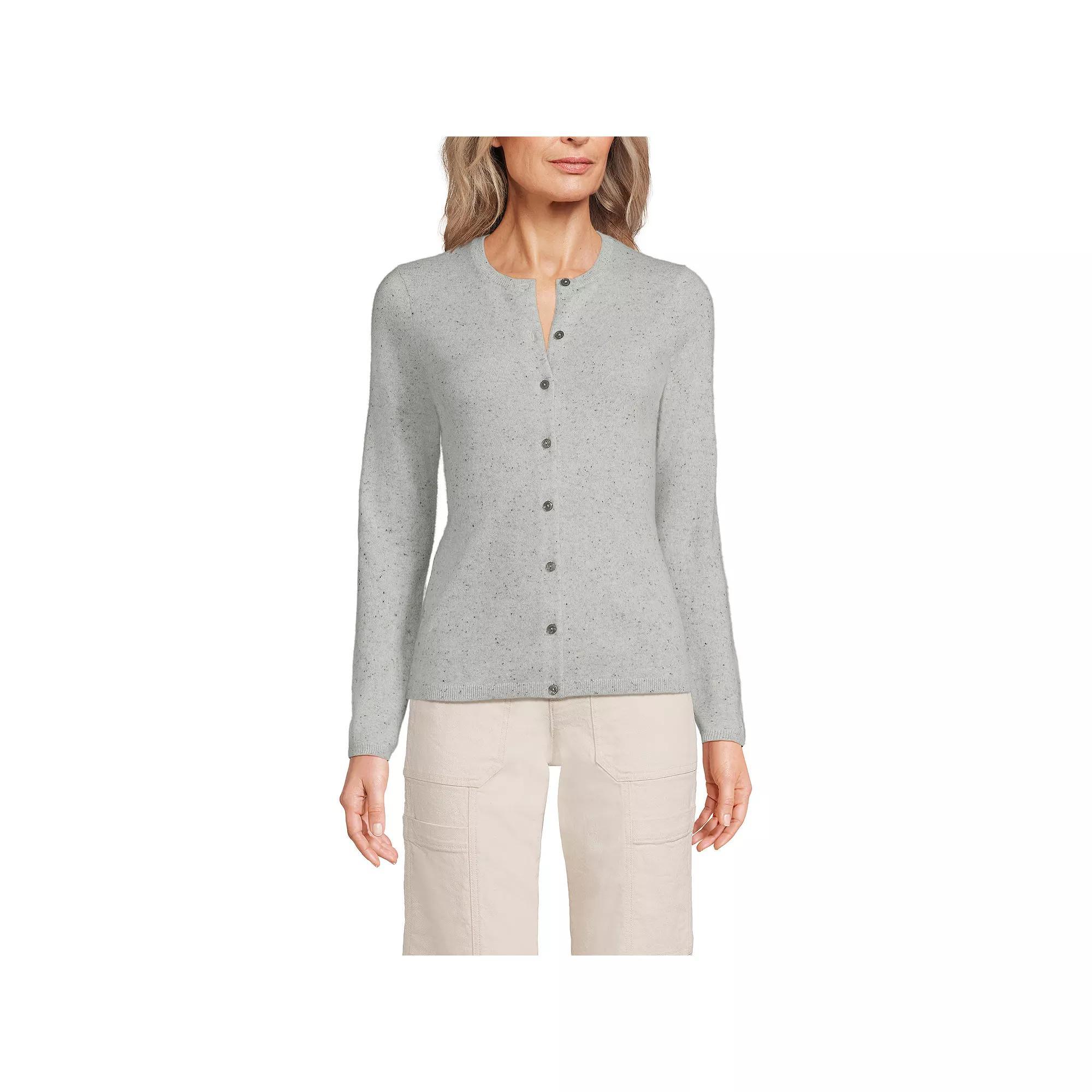 Women's Lands' End Classic Cashmere Cardigan Sweater, Size: Medium Tall, Black Product Image