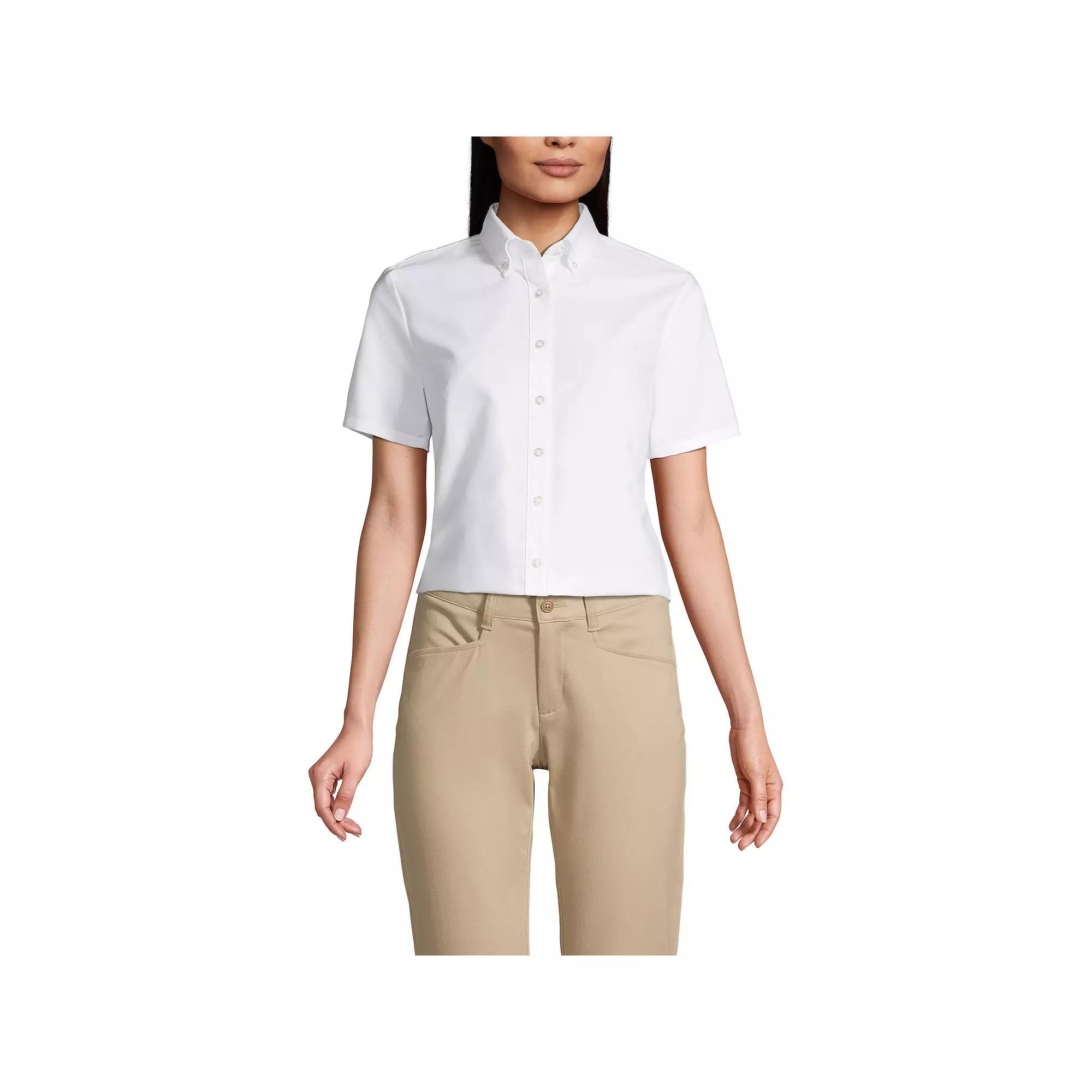 Womens Lands End School Uniform Short Sleeve Oxford Dress Shirt Product Image