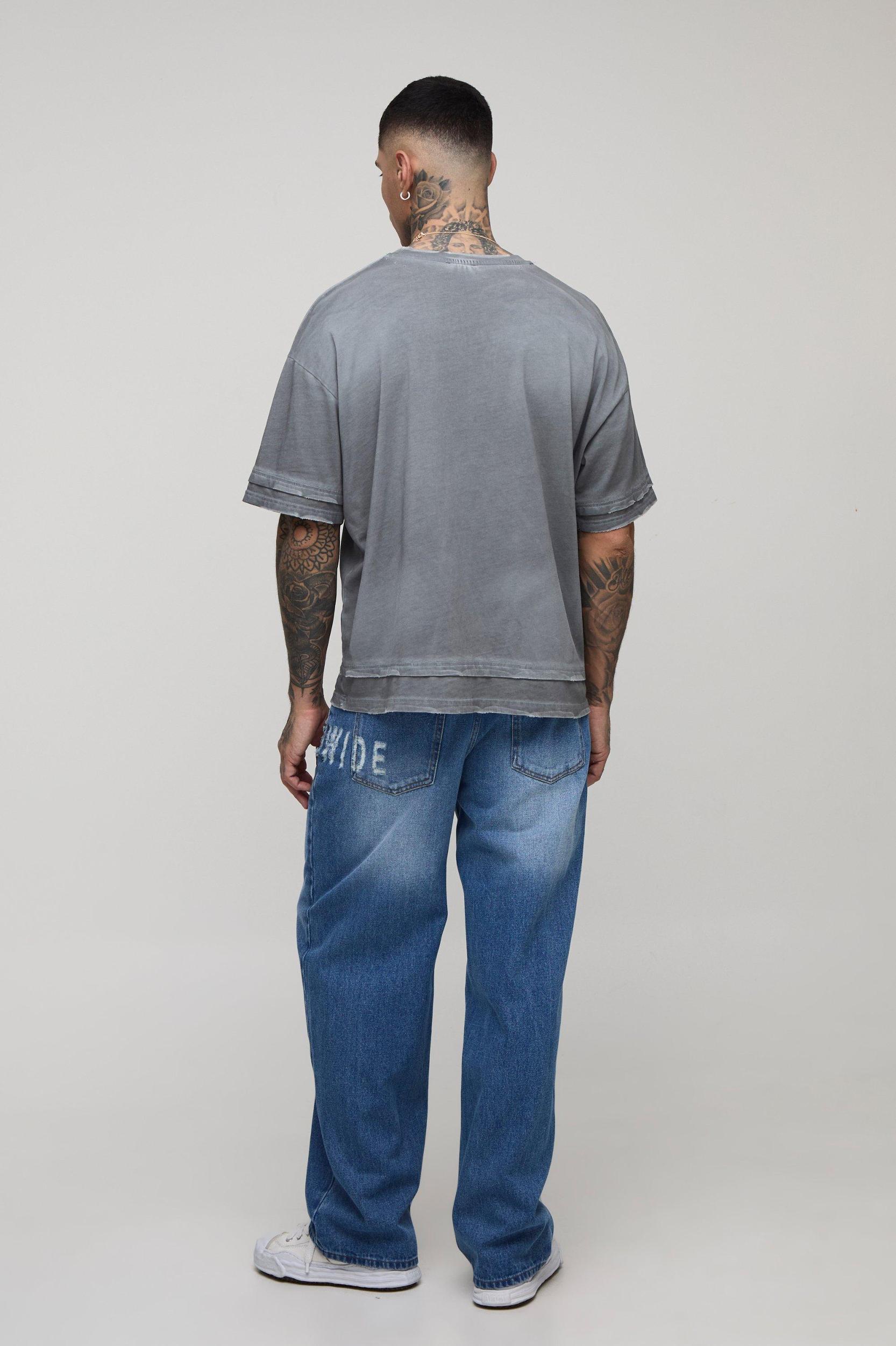 Tall WRLDWIDE Distressed Relaxed Fit Jeans | boohooMAN USA Product Image