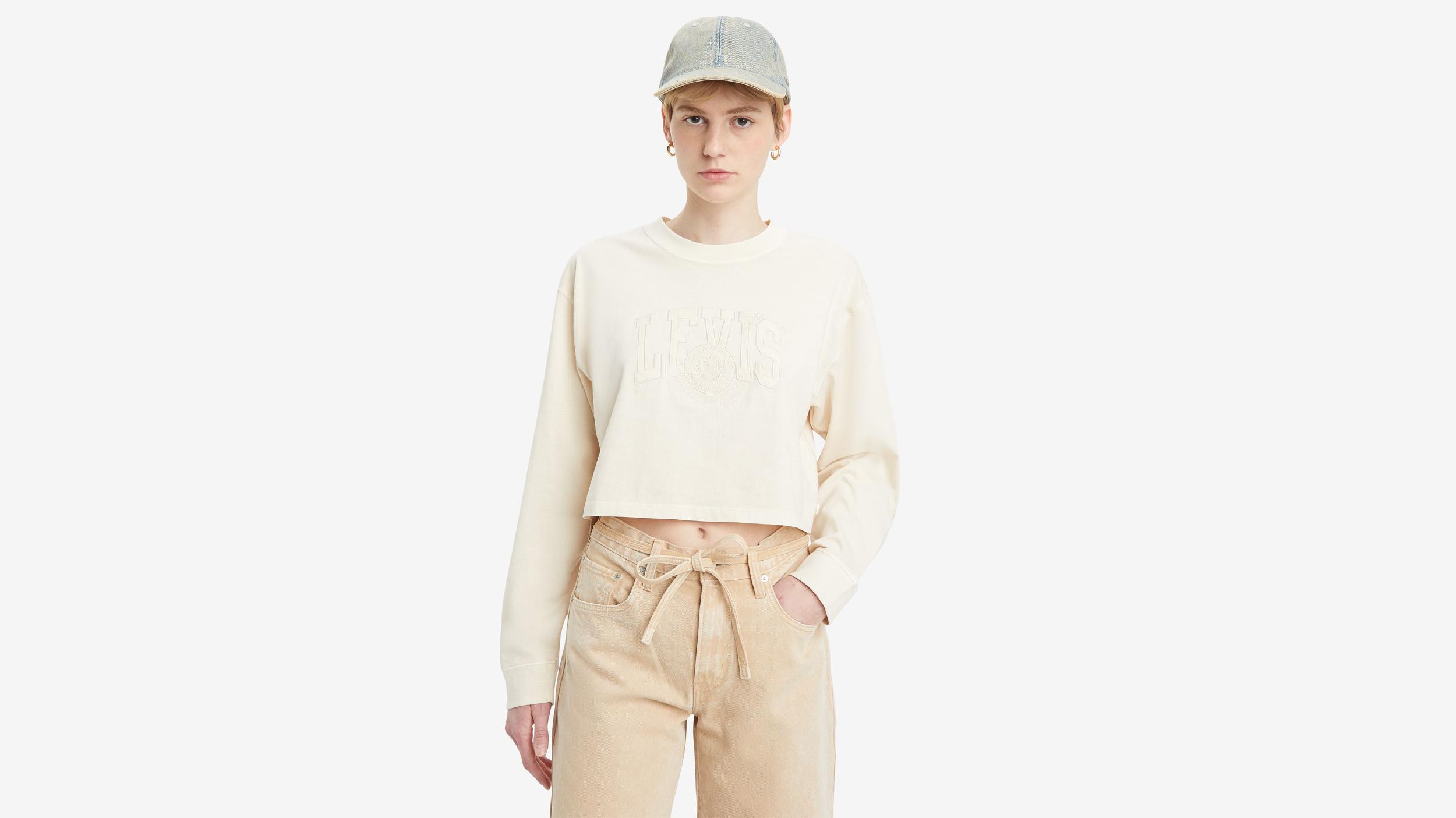 Cropped Long Sleeve Football T-Shirt Product Image