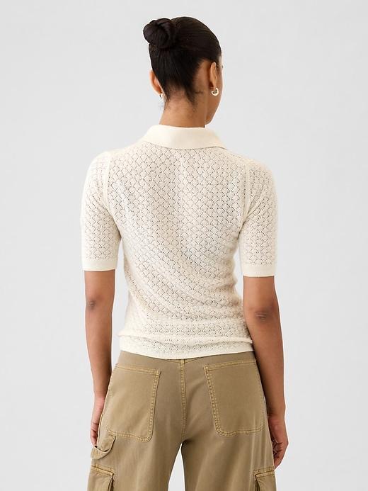 Pointelle Polo Sweater Product Image