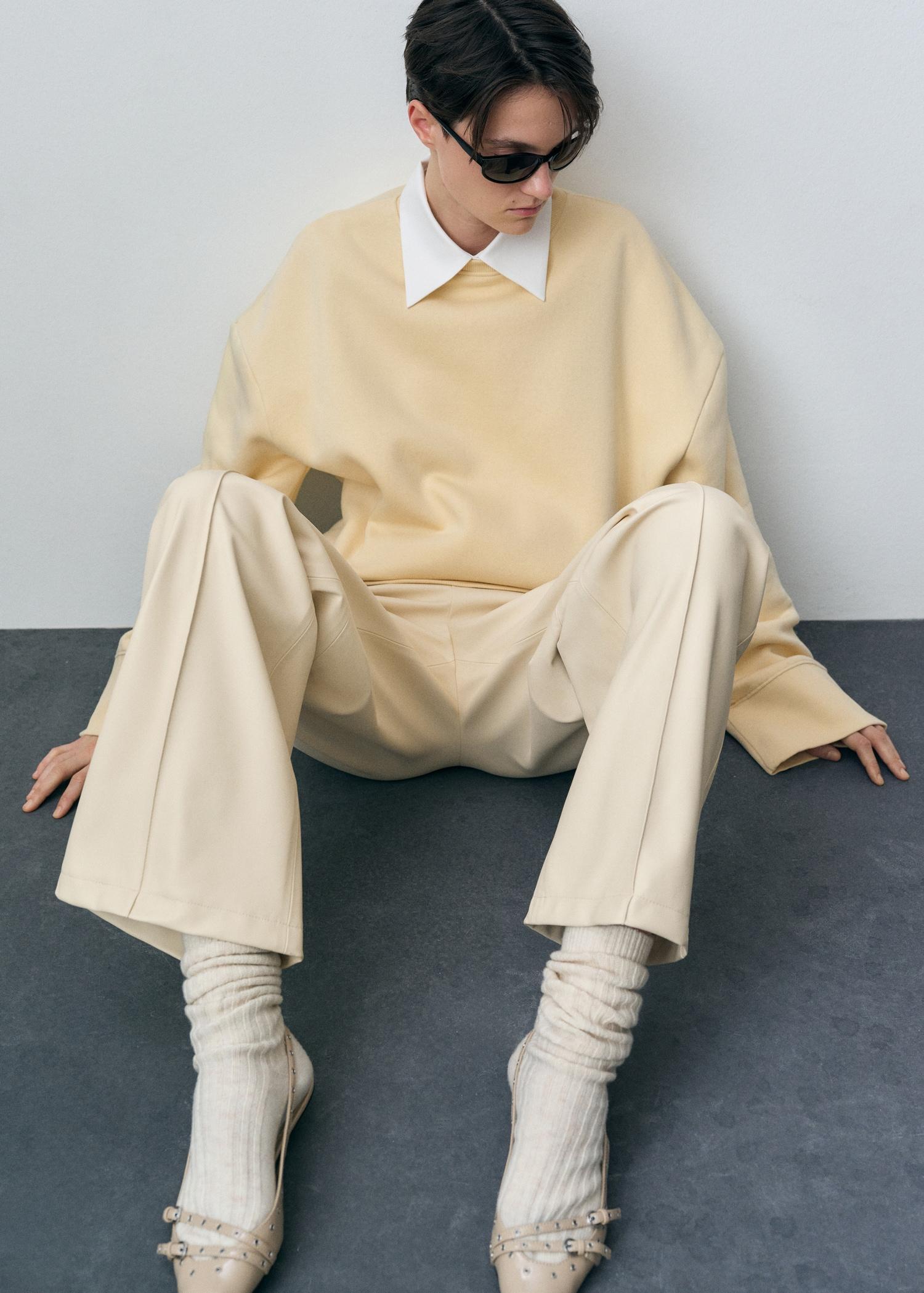 Wide-leg leather-effect pants - Women | MANGO USA Product Image