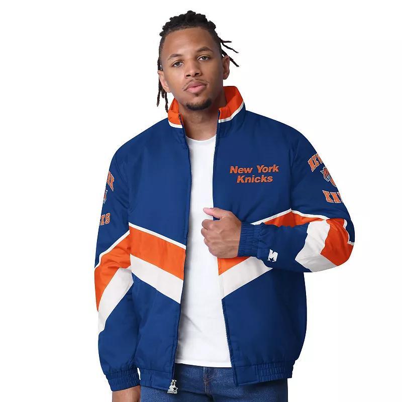 Men's Starter Royal New York Knicks Captain Oxford Full-Zip Jacket, Size: Medium, Blue Product Image