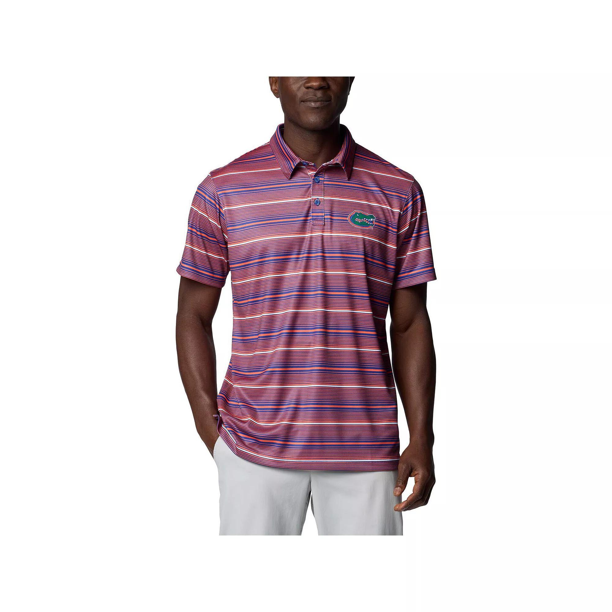 Men's Columbia Orange Florida Gators PFG Super Terminal Tackle�� Omni-Shade�� Stripe Polo, Size: Large Product Image