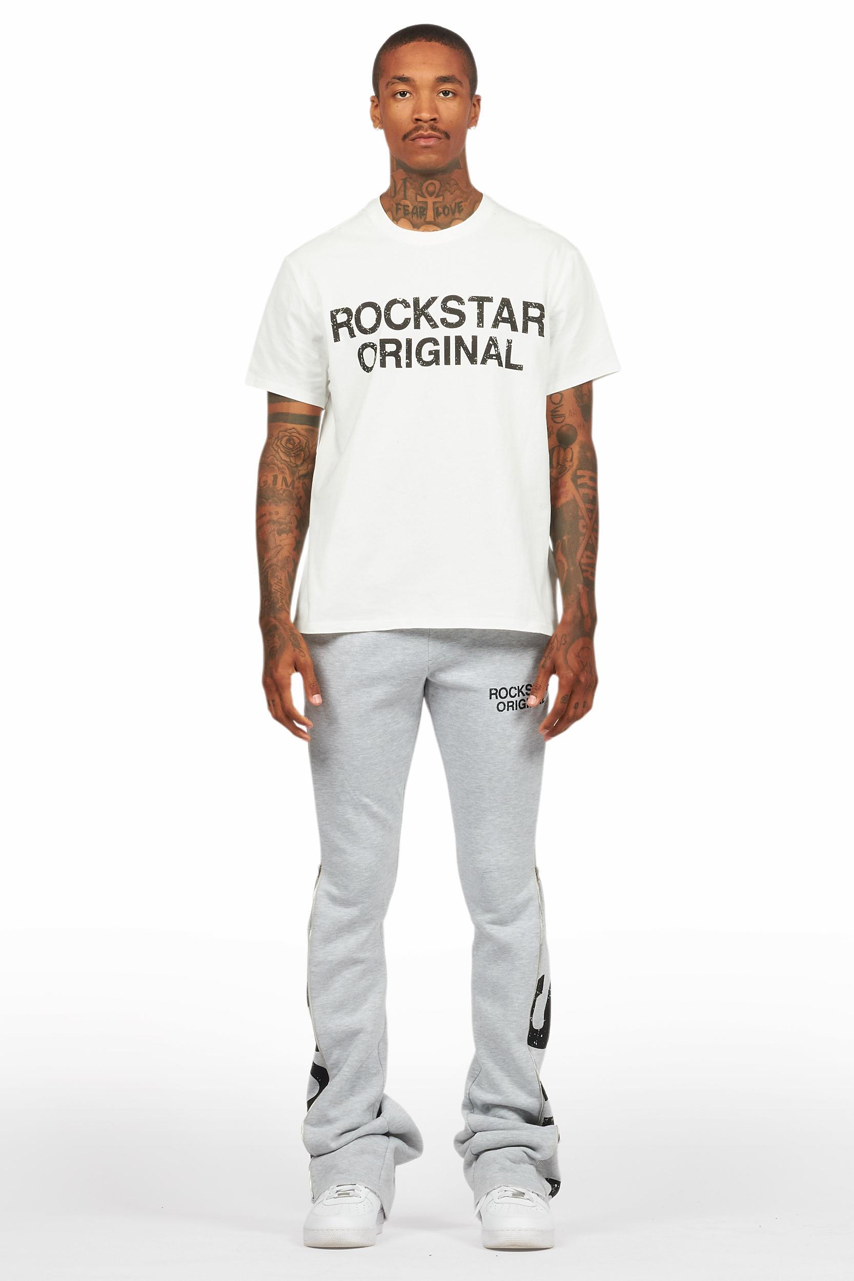 Deniska Heather Grey T-Shirt/Baggy Stacked Flare Track Set Male Product Image