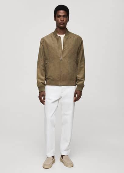 Suede-effect bomber jacket - Men | MANGO USA Product Image