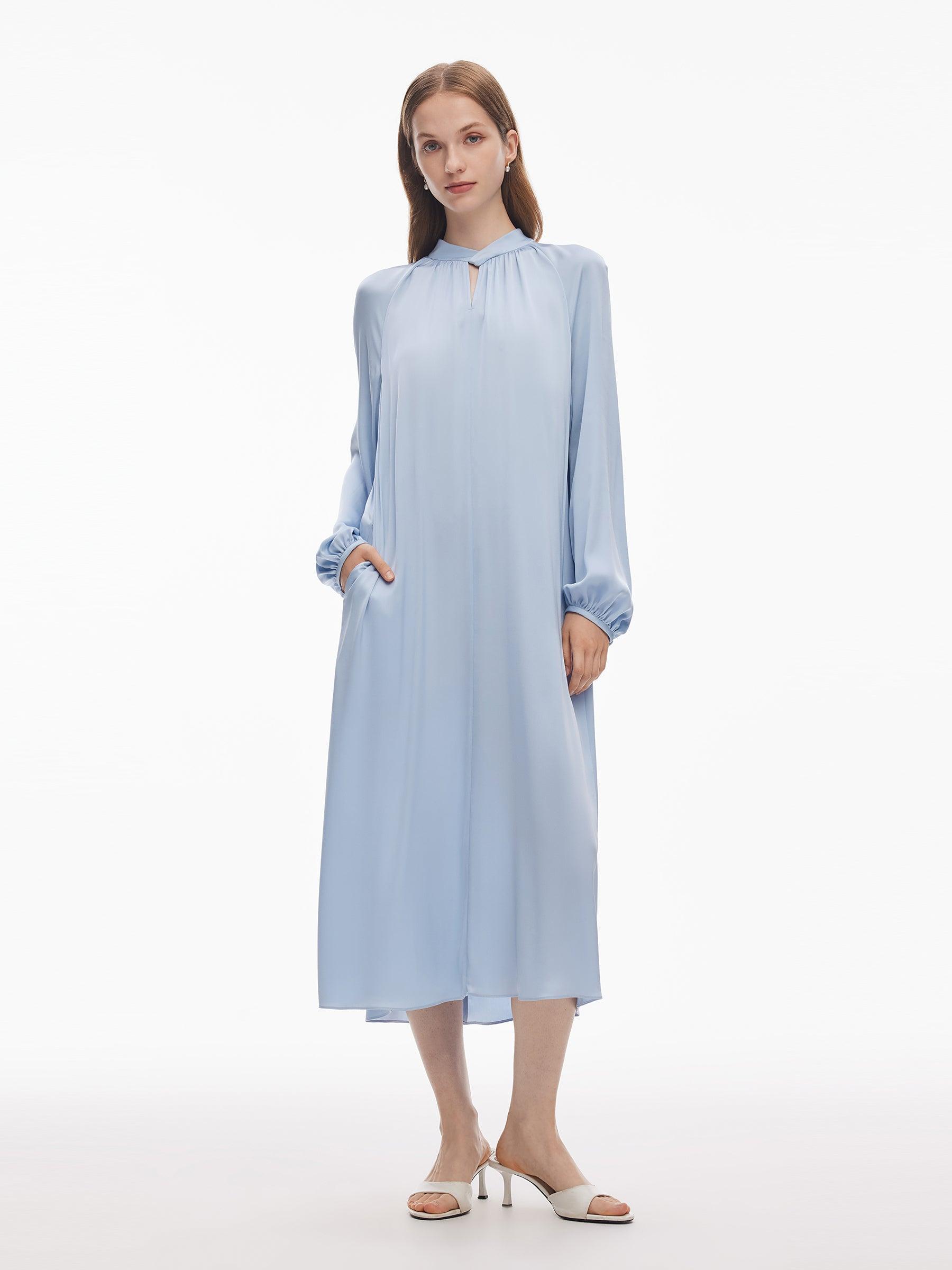 22MM Mulberry Silk Women Long Sleeve Maxi Dress With Belt Product Image