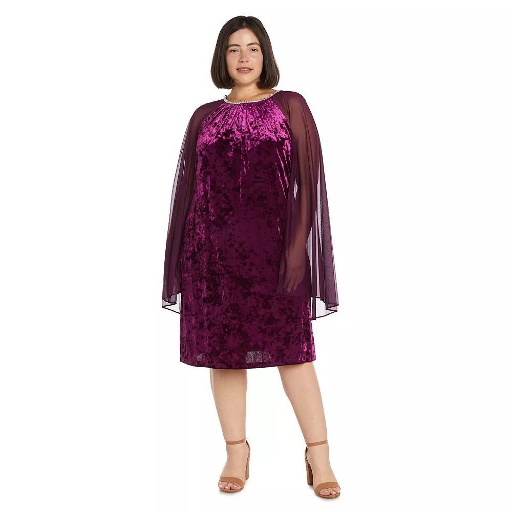 Plus Size R&M Richards Rhinestone Neck Shift Dress with Chiffon Cape, Women's, Size: 20 W, Purple Product Image