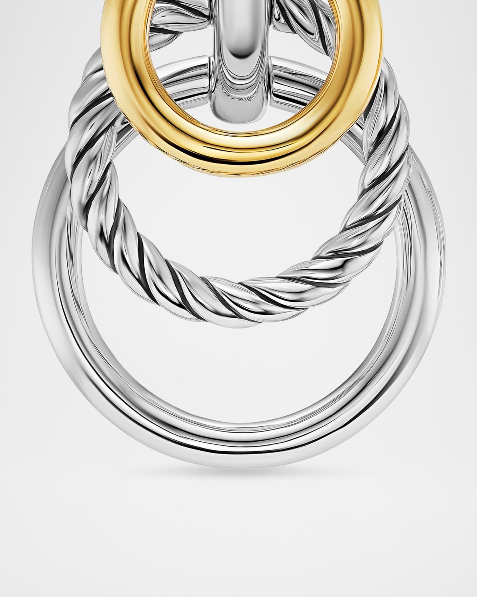 DY Mercer Triple Ring Earrings in Silver with 18K Gold, 35mm Product Image