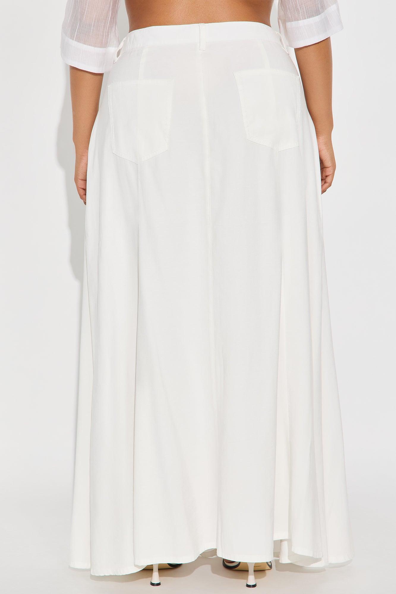 Harlow Maxi A Line Pleated Rayon Blend Skirt - Ivory Product Image