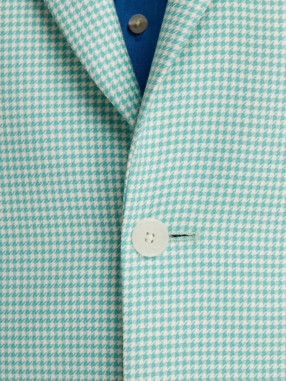 Wool Houndstooth Single Breasted Peak Lapel Sport Coat - Aqua Product Image