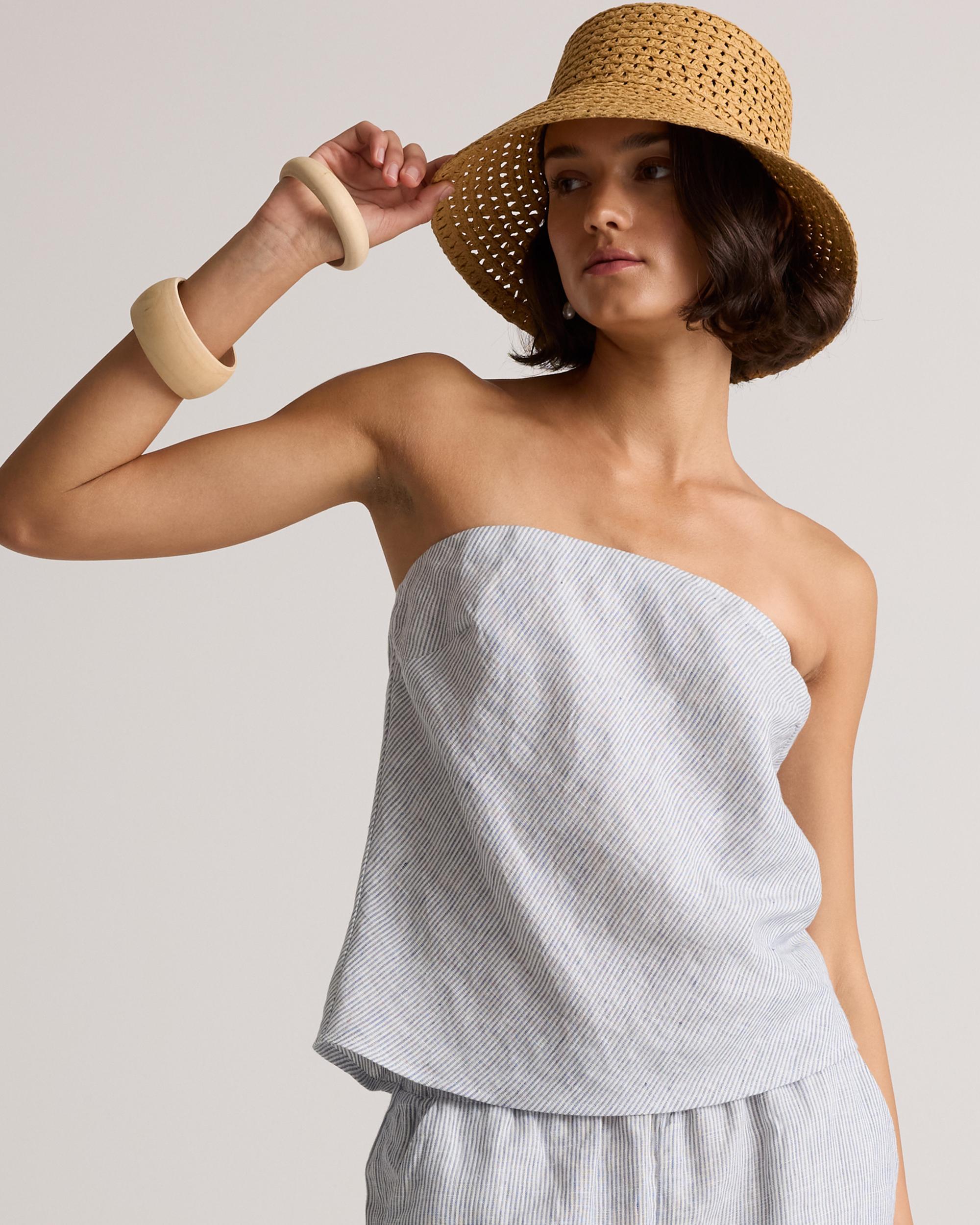Quince | Women's 100% European Linen Strapless Top Size XL Product Image