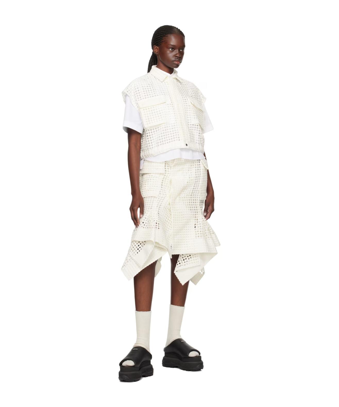 SACAI Cropped Open-knit Shirt In White Product Image
