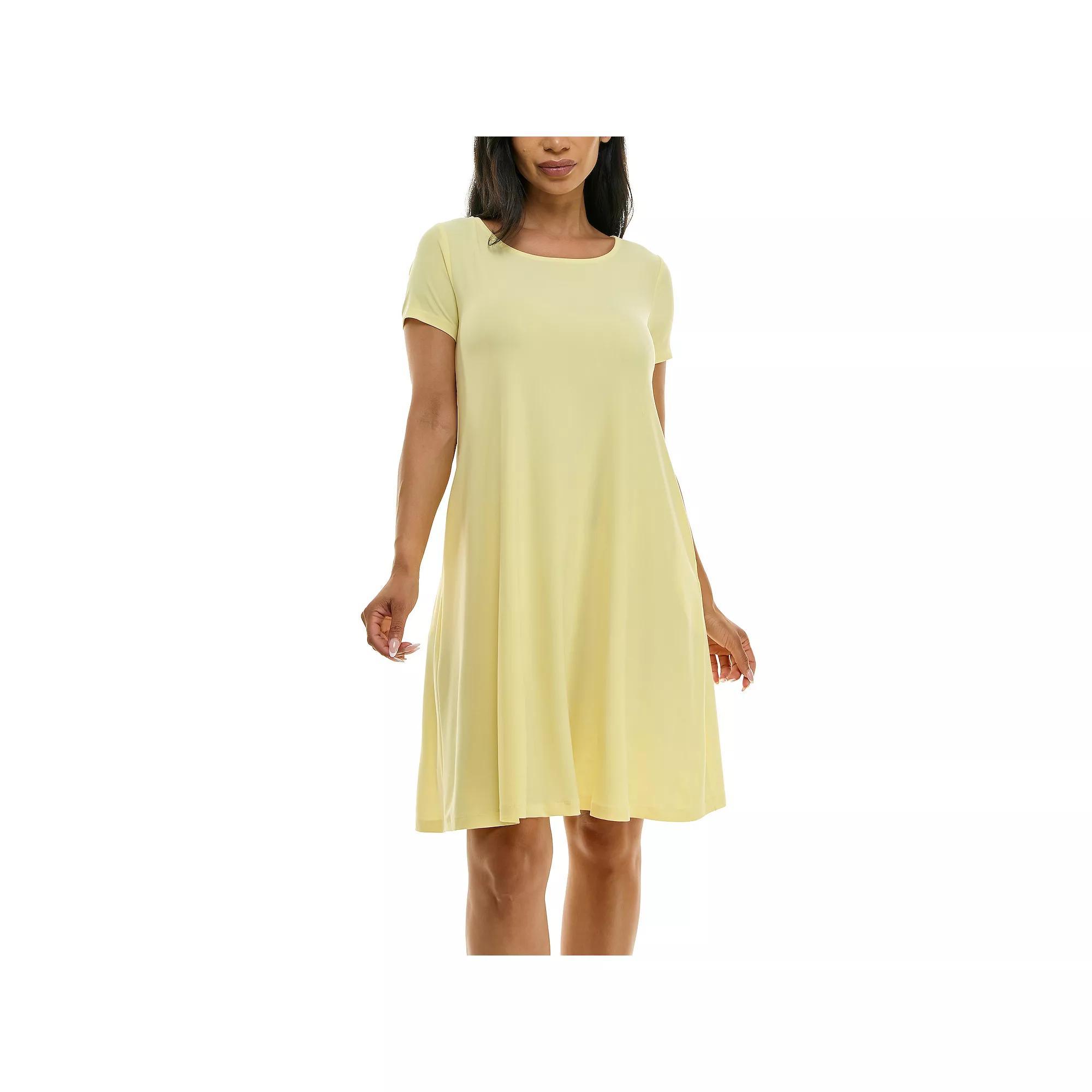 Womens Nina Leonard Lace-Up Back Swing Dress Yellow Zest Product Image