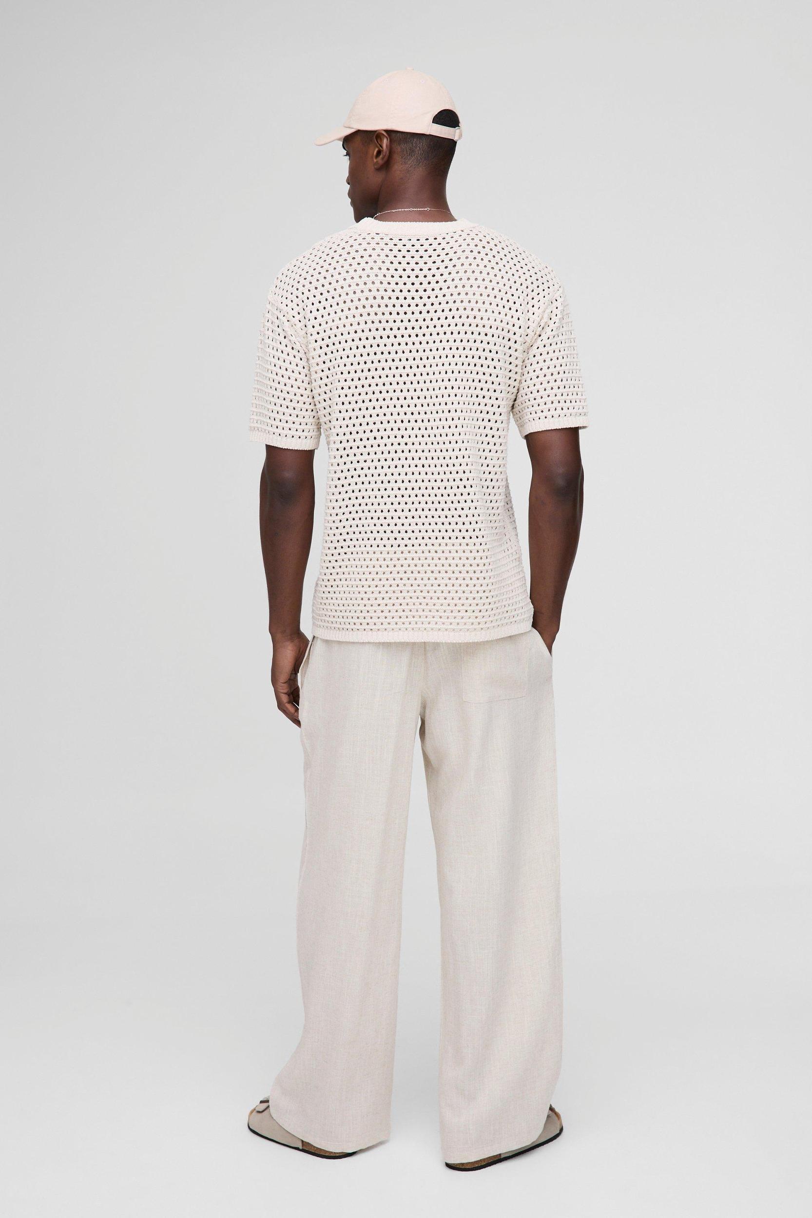Regular Fit Open Stitch Knitted T-Shirt | boohooMAN USA Product Image