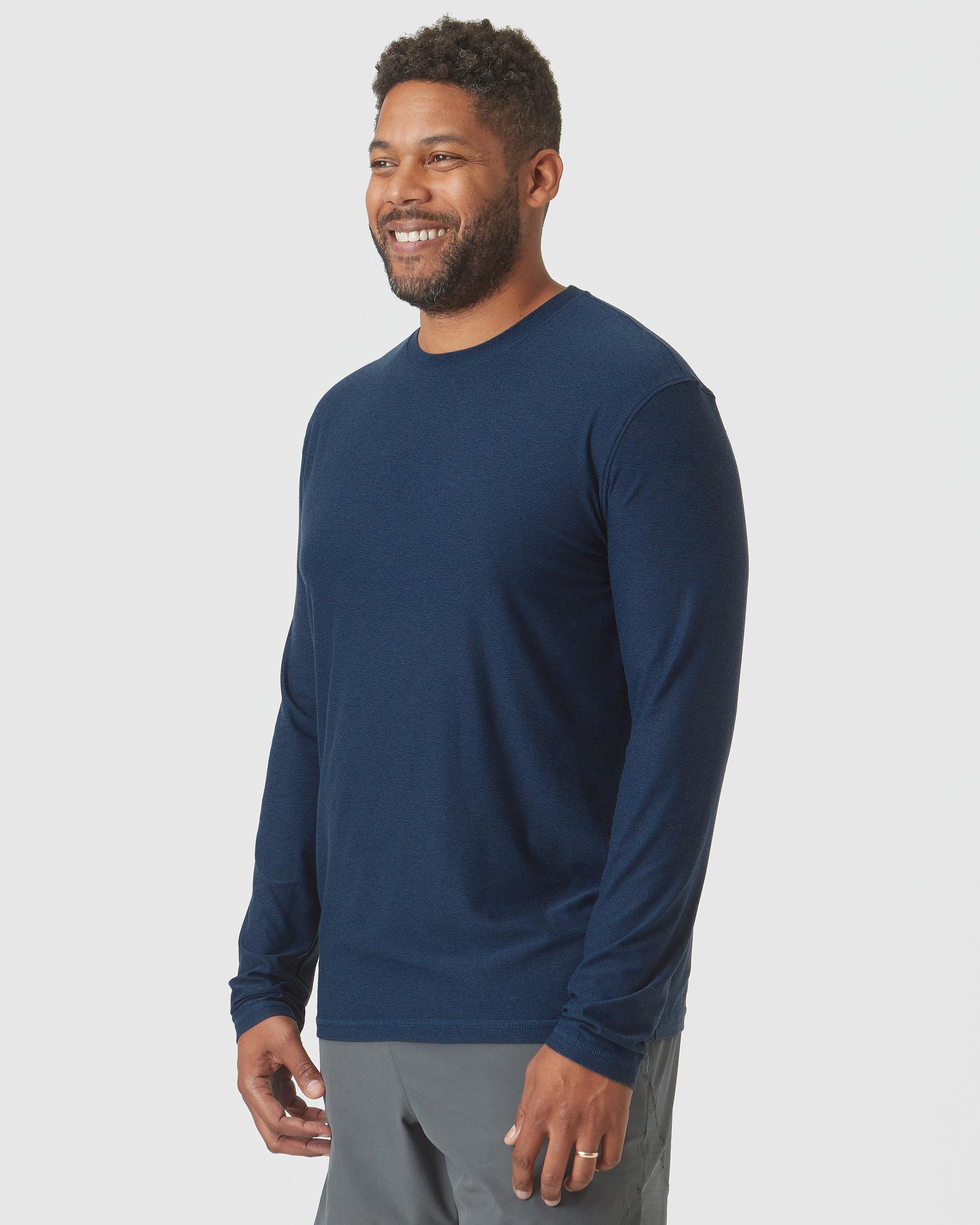 Deep Sea Blue Heather Active Long Sleeve Crew T-Shirt Product Image