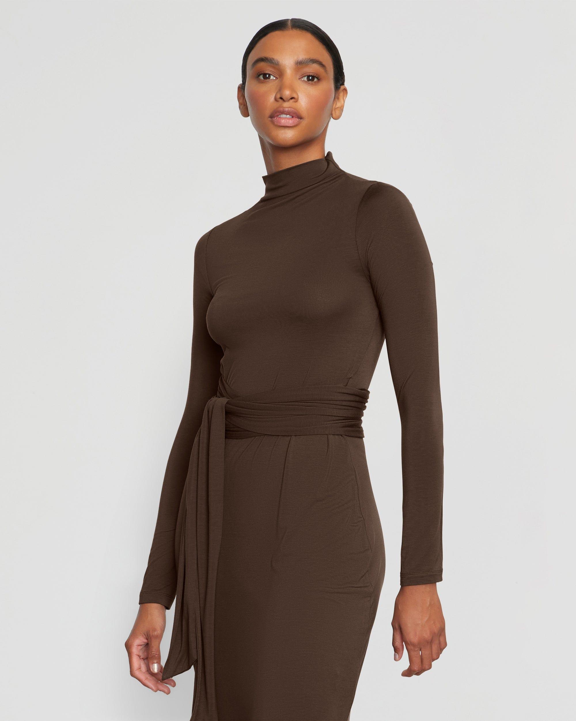 Vero Tie-Front Long-Sleeve Dress Product Image