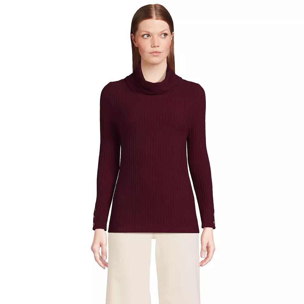 Women's Lands' End Long-Sleeve Wide Rib Turtleneck, Size: XL, Rich Red Product Image