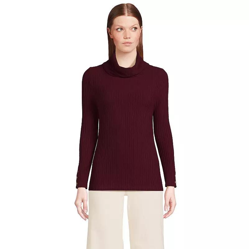 Women's Lands' End Long-Sleeve Wide Rib Turtleneck, Size: XL, Rich Red Product Image