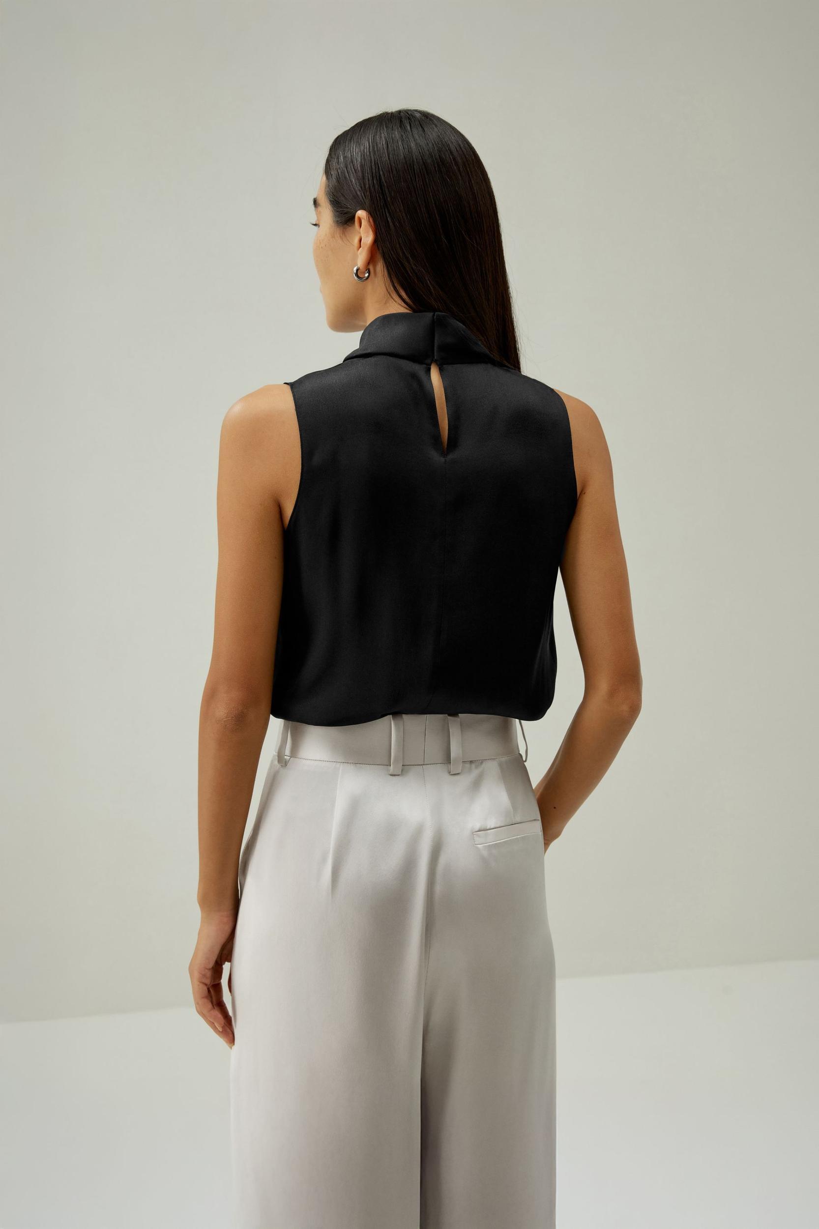 Asymmetrical Sleeveless Cowl Neck Top Product Image