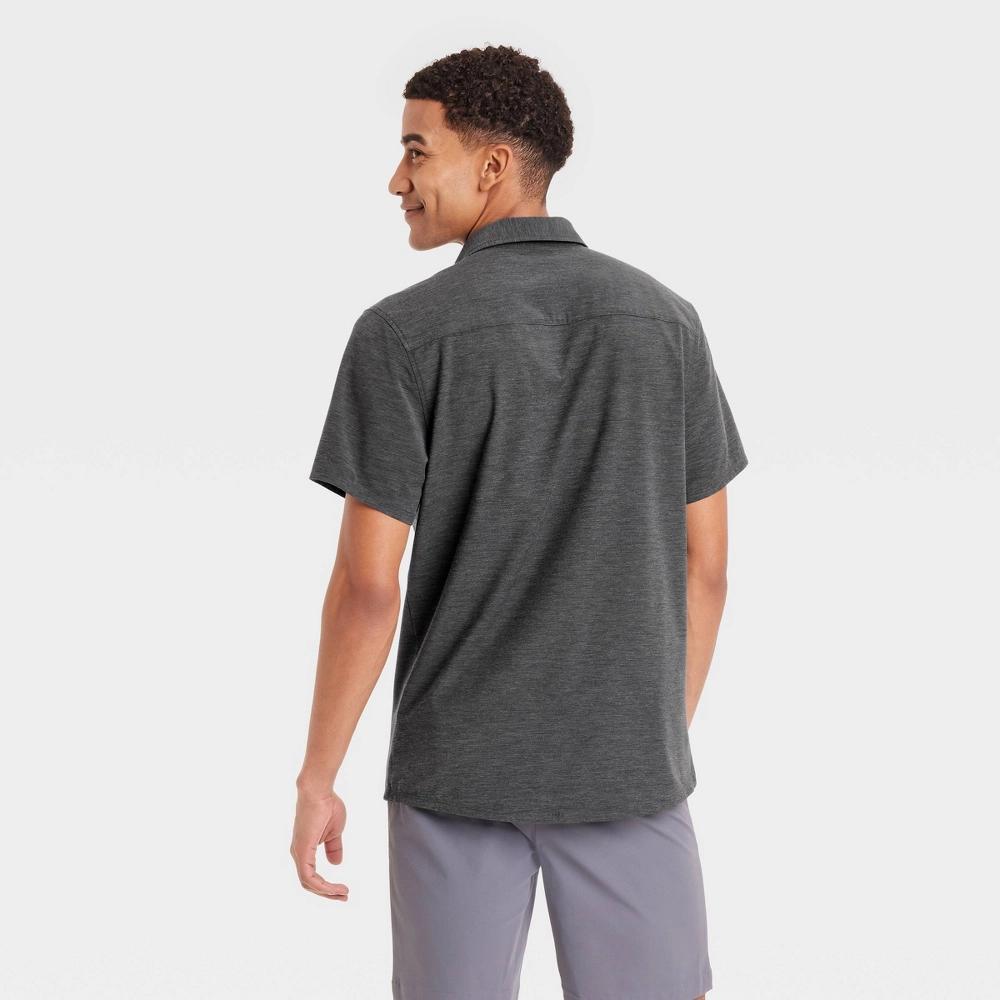 Men's Short Sleeve Woven Shirt - All In Motion™ Black XXL: Relaxed Fit, Quick Dry, Poplin Product Image