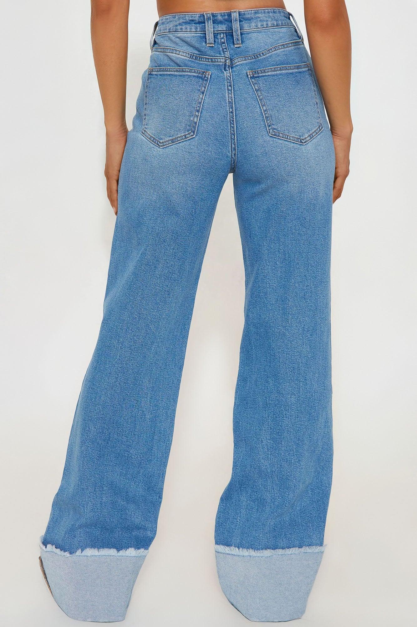Tall All The While Cuffed Wide Leg Jeans - Light Wash Product Image