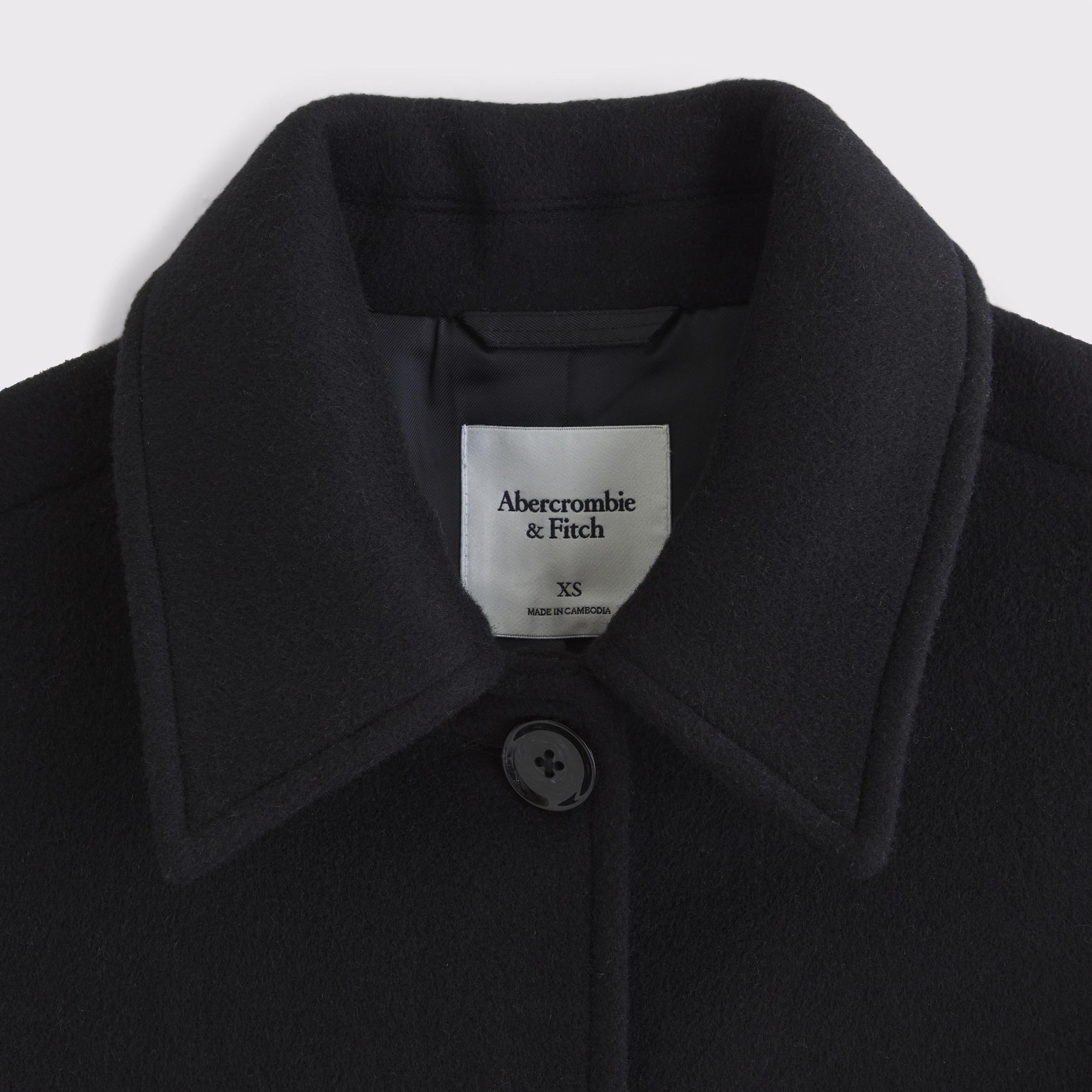 Short Button-Through Wool-Blend Coat Product Image