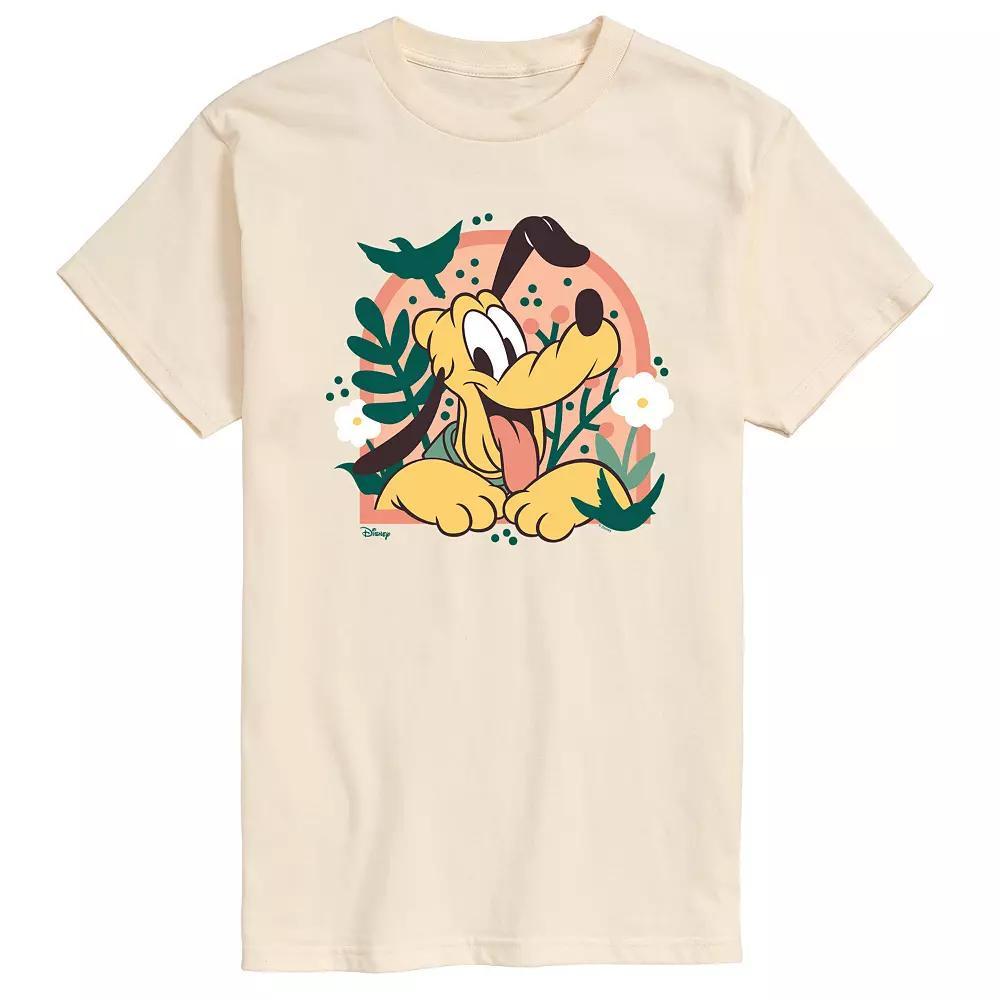 Disneys Mickey Mouse & Friends Pluto Mens Plants Graphic Tee Ivory Product Image